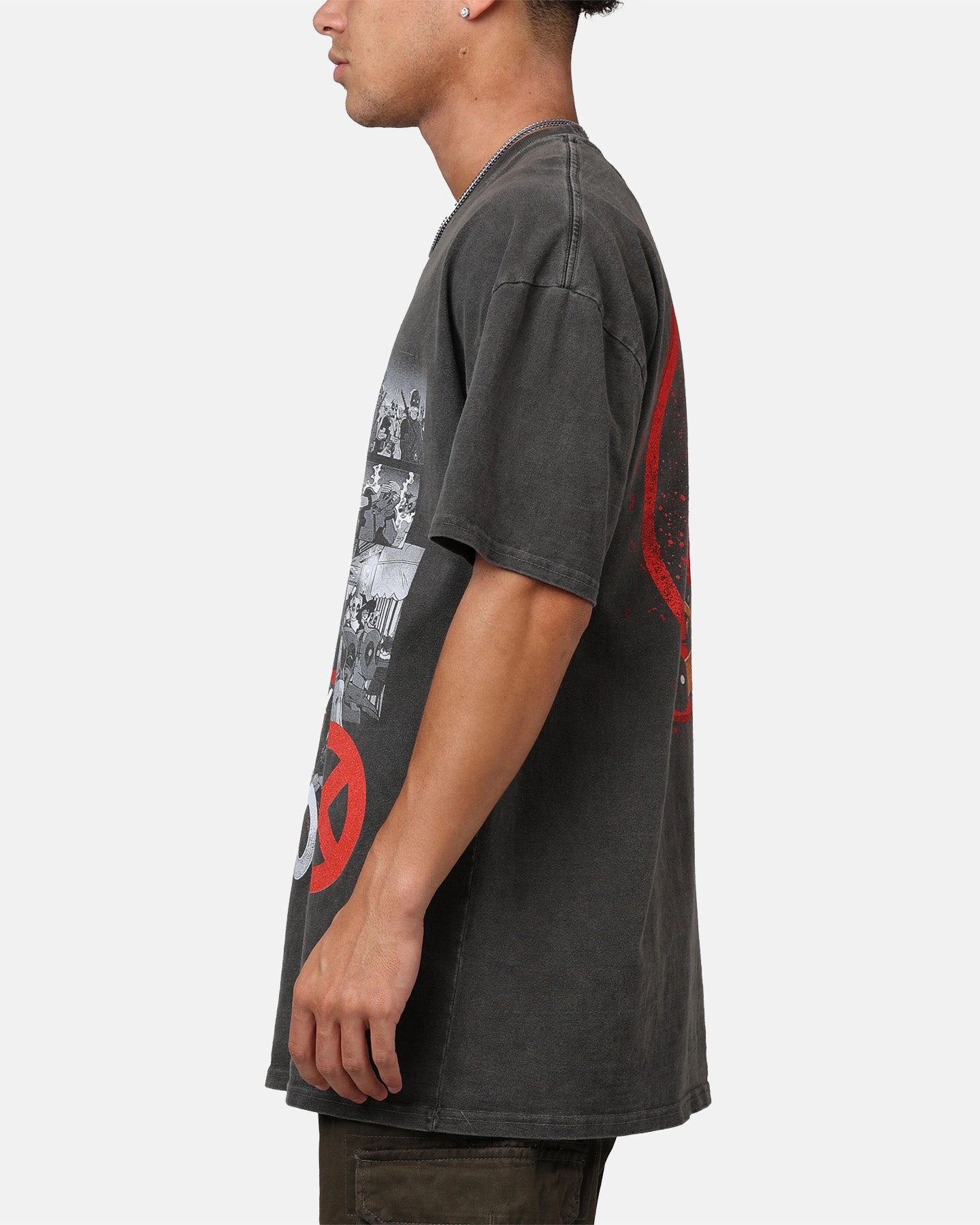 Geometric Pattern Goat Crew Marvel Deadpool Comic Heavyweight T-Shirt Black Wash
