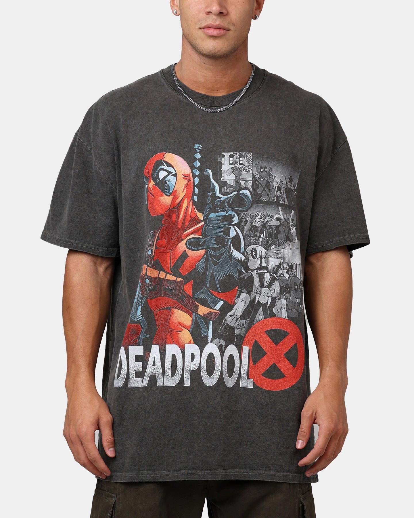 Cozy Comfort Leisure Casual Goat Crew Marvel Deadpool Comic Heavyweight T-Shirt Black Wash