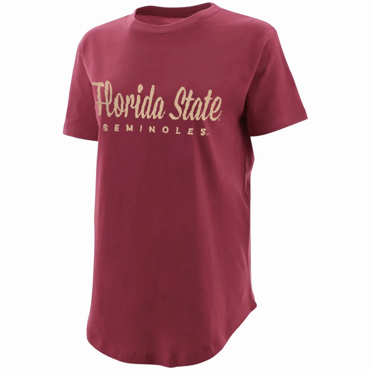 Fashionable Option Daily Outfit Style Pressbox Women's Florida State Seminoles Design Rounded Bottom Short Sleeve T-shirt - Garnet