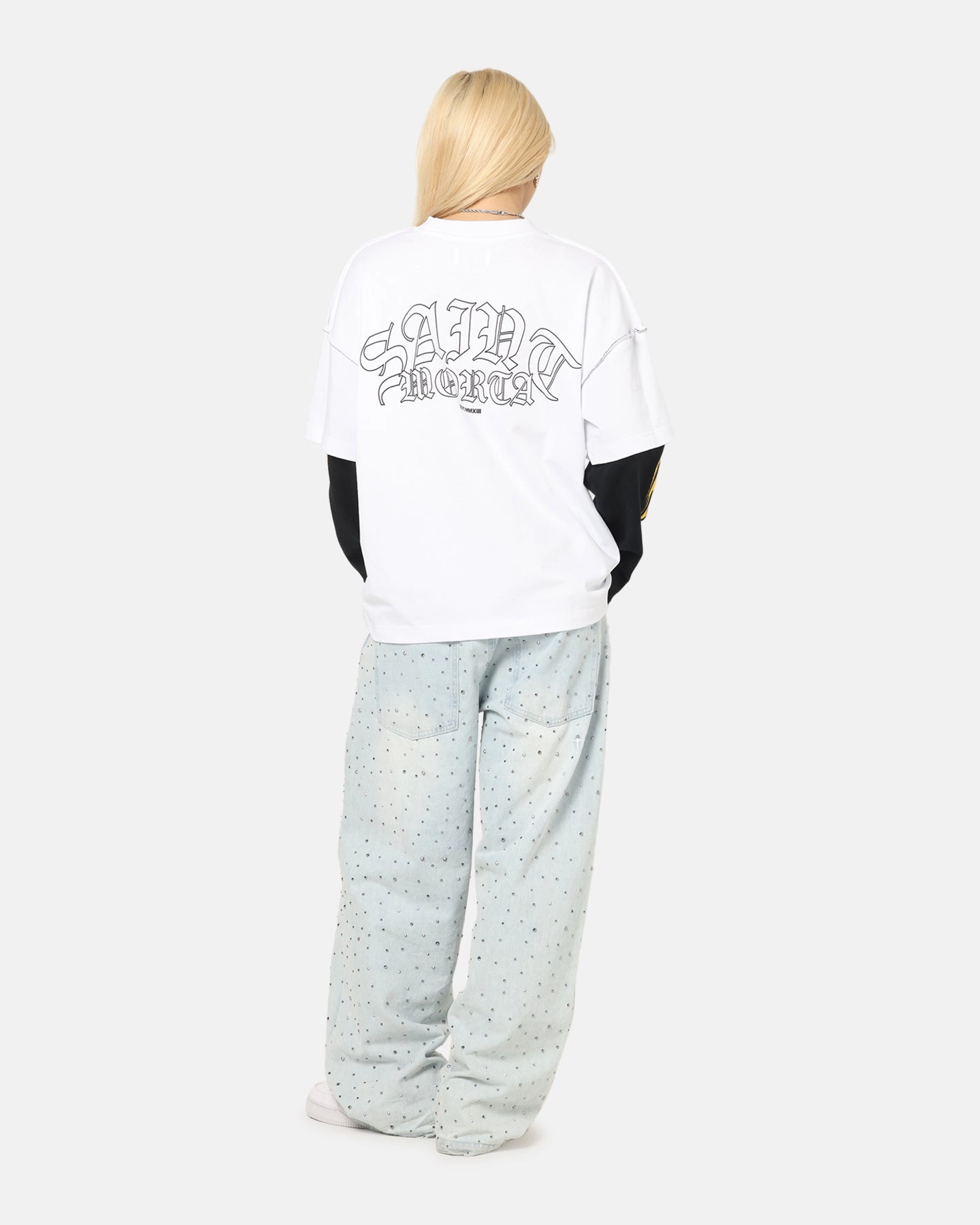 Saint Morta La Flame Long Sleeve T-Shirt White/Black Simple Fit