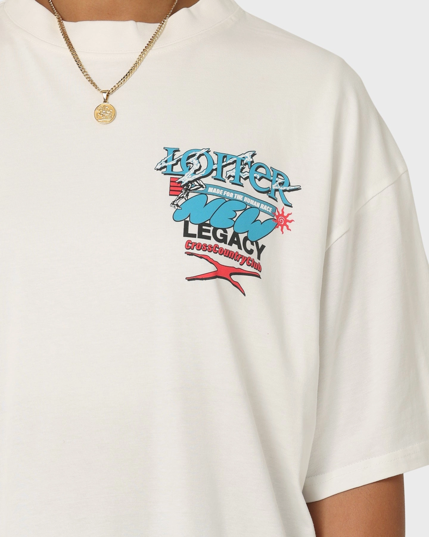 Practical Wear Moisture Management Fabric Loiter New Legacy Vintage T-Shirt Off White