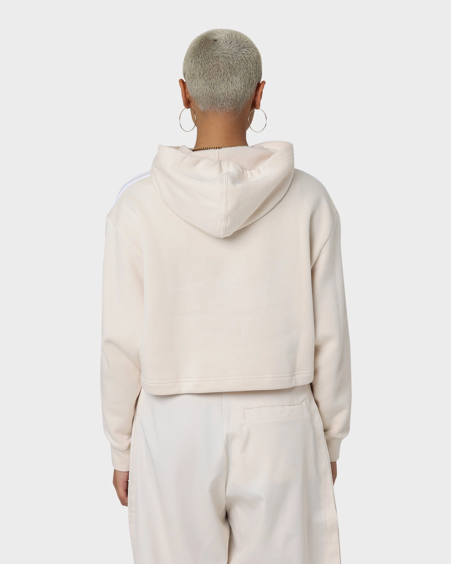 upcycled design Bonded Shoulder Guards Adidas Women's Short Hoodie Wonder White