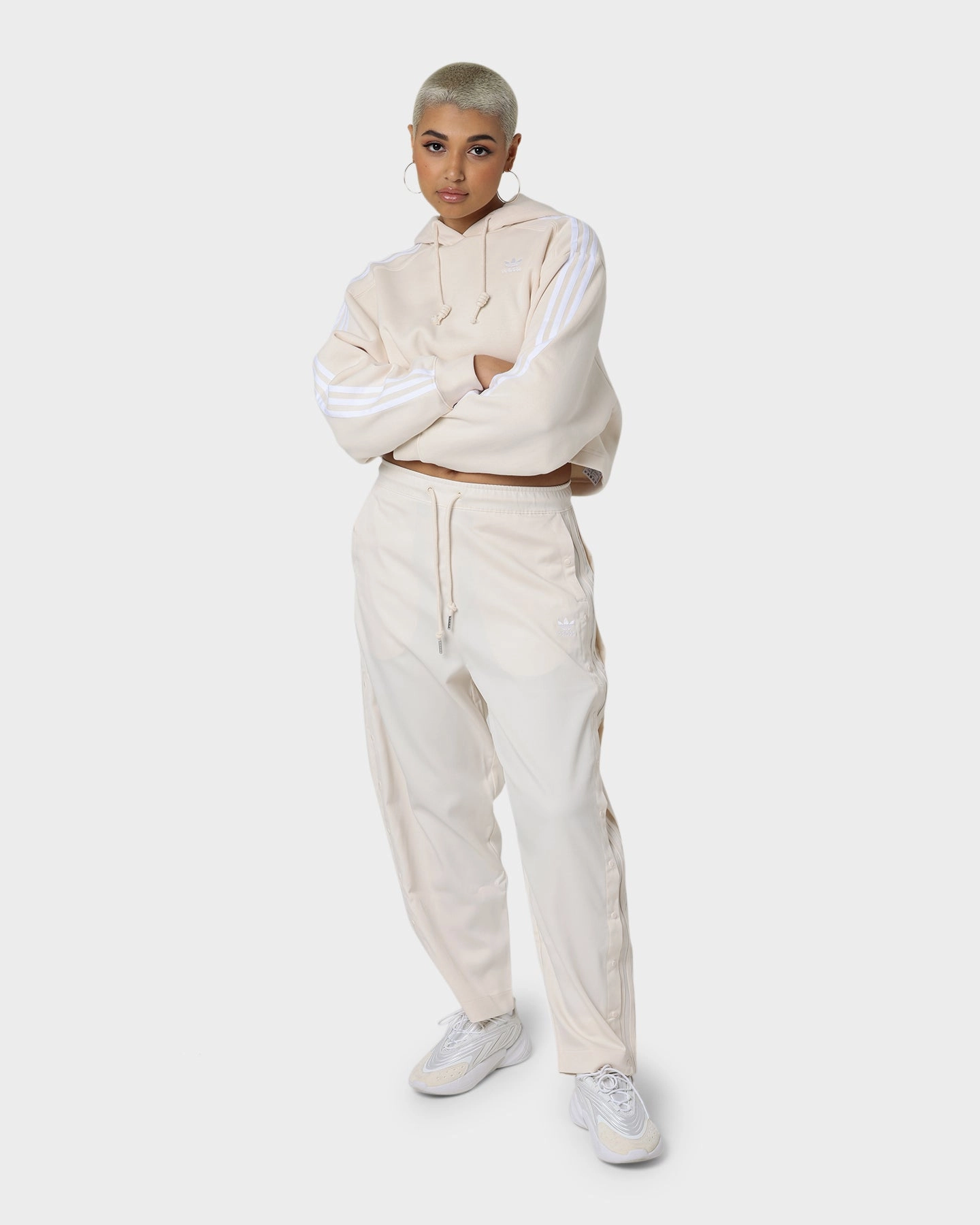 Gallery Graphic Design Adidas Women's Short Hoodie Wonder White