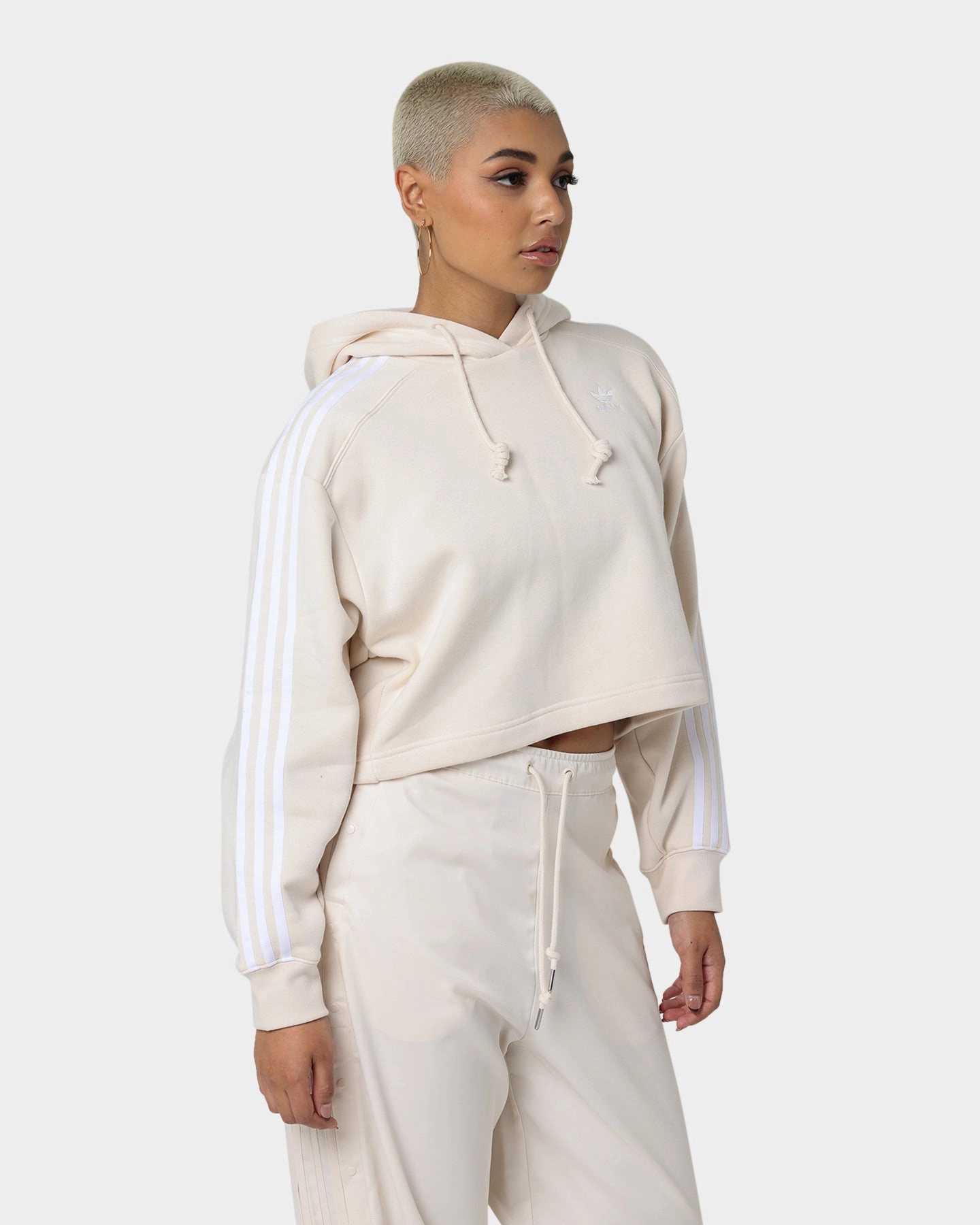 Adjustable Fit hypoallergenic material Adidas Women's Short Hoodie Wonder White