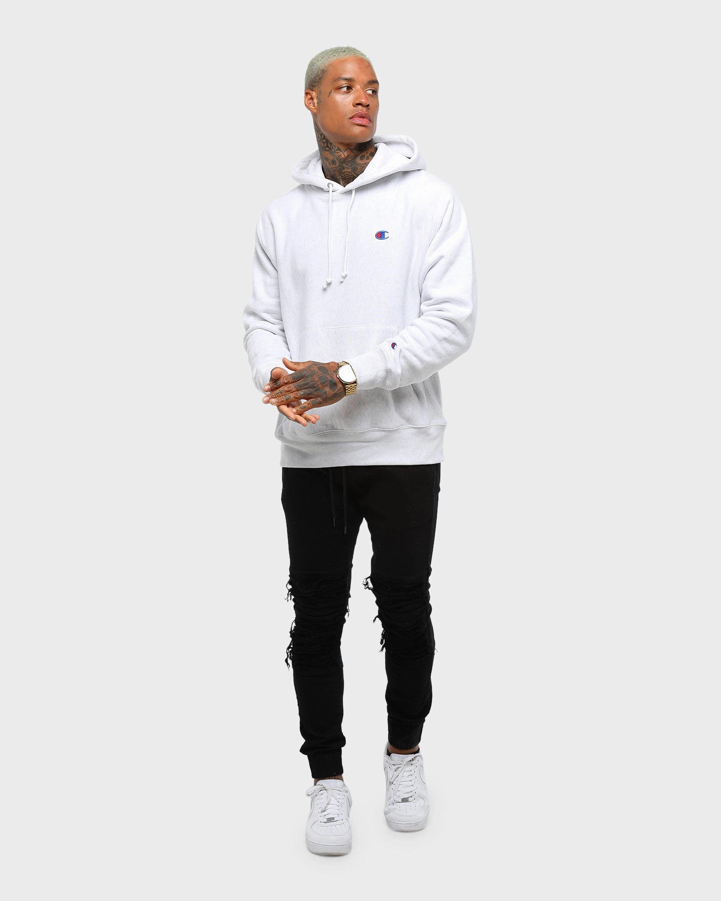 Champion Rev Weave Hoodie Silver Retro