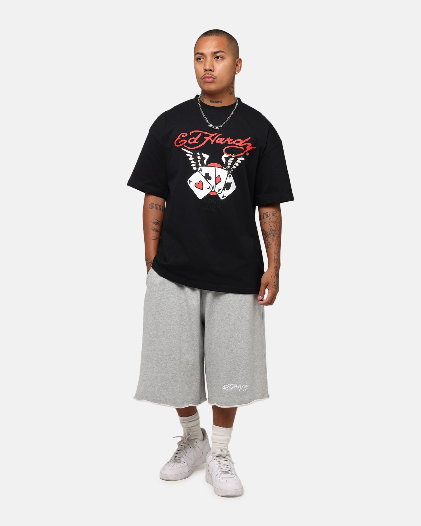 Ed Hardy Lost Luck T-Shirt Black Comfy Layer Wear