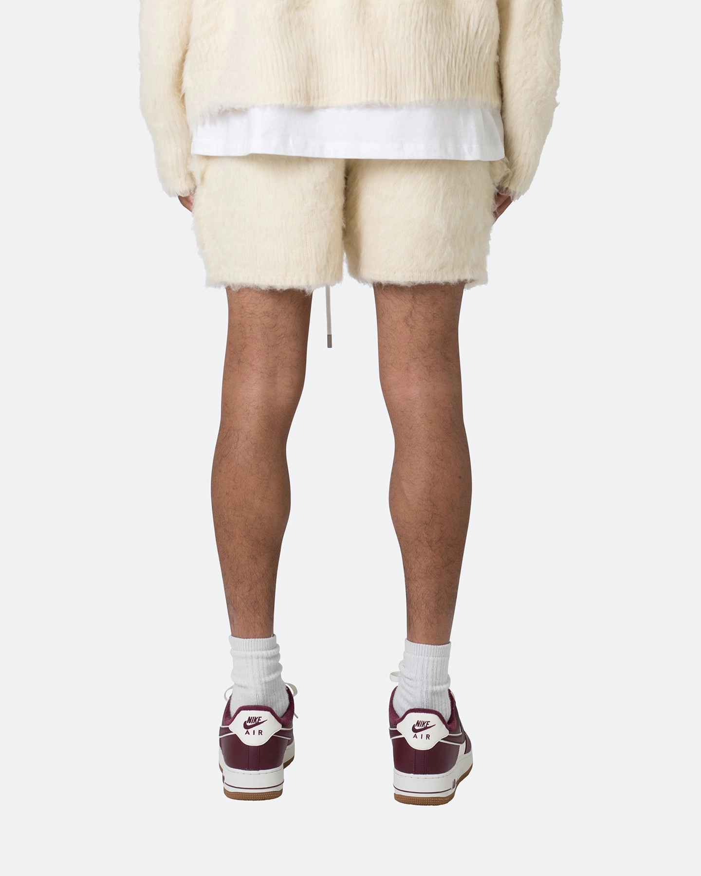 Seam Free Construction ethical fashion MNML Fuzzy Sweat Shorts Off White