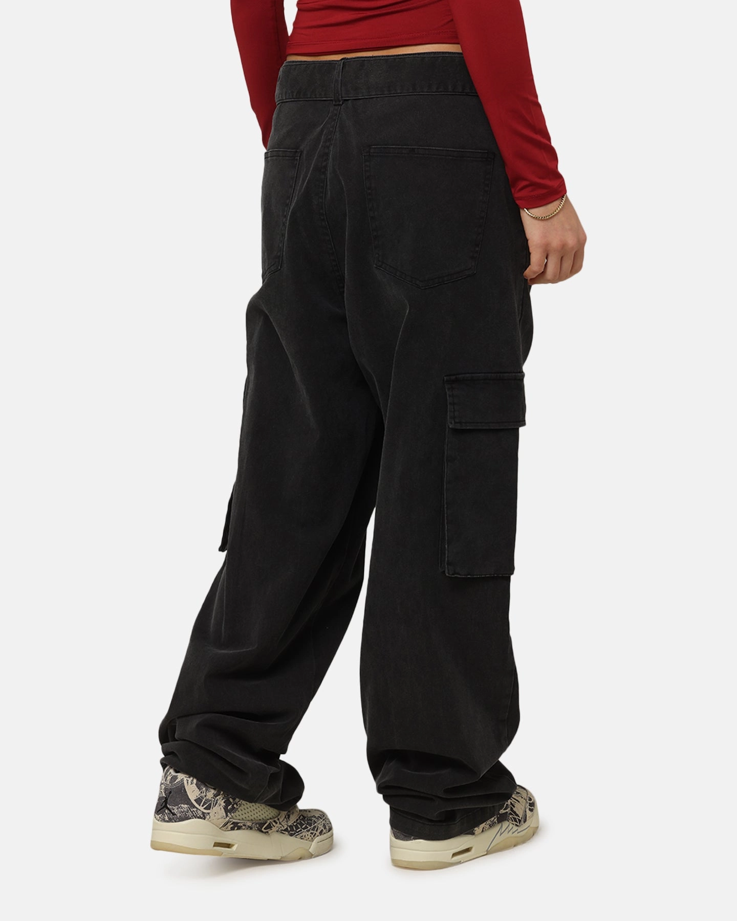 Adjustable drawstring XXIII Tie Up Cargo Pants Washed Black