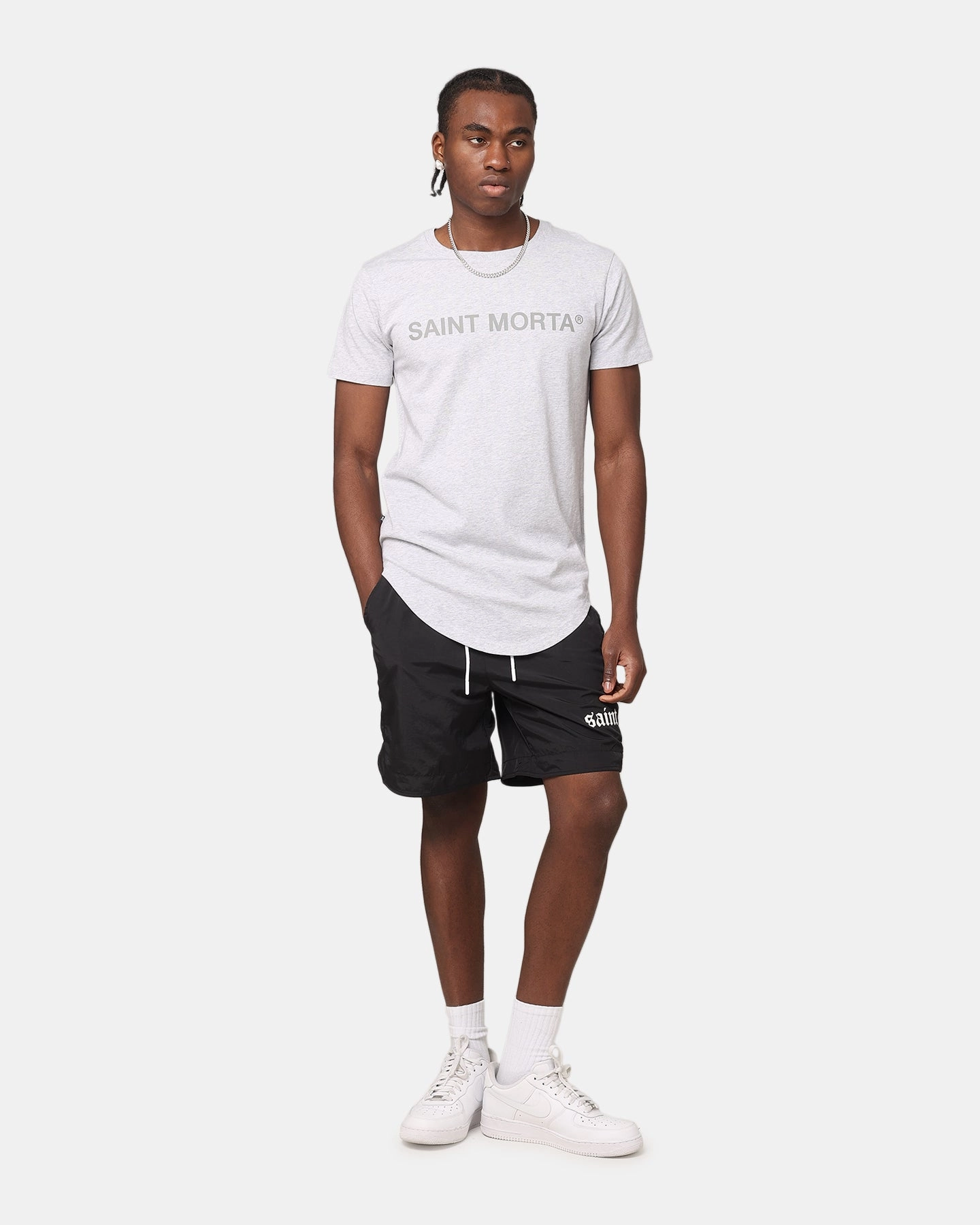 Saint Morta Official El Duplo T-Shirt Grey Marle Microfiber Blend High Density Fabric