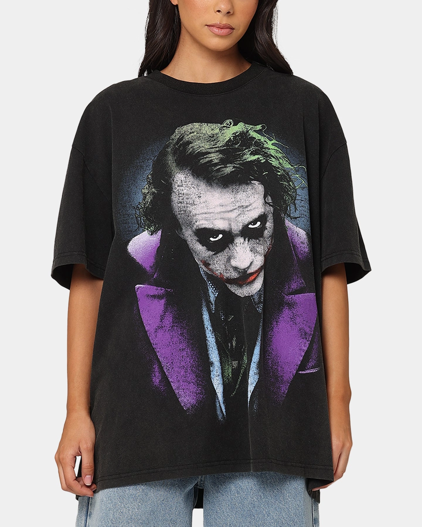 American Thrift X DC Batman The Joker Magic Trick Heavy T-Shirt Vintage Black Daily Favorite Office Attire