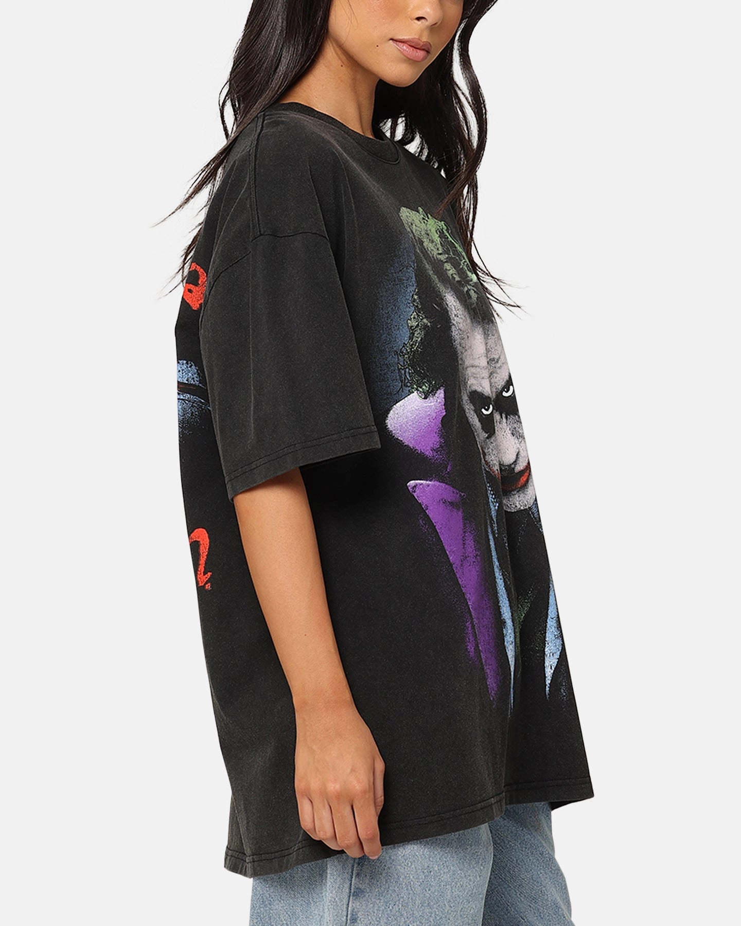 American Thrift X DC Batman The Joker Magic Trick Heavy T-Shirt Vintage Black SlimFit Cozy Layer