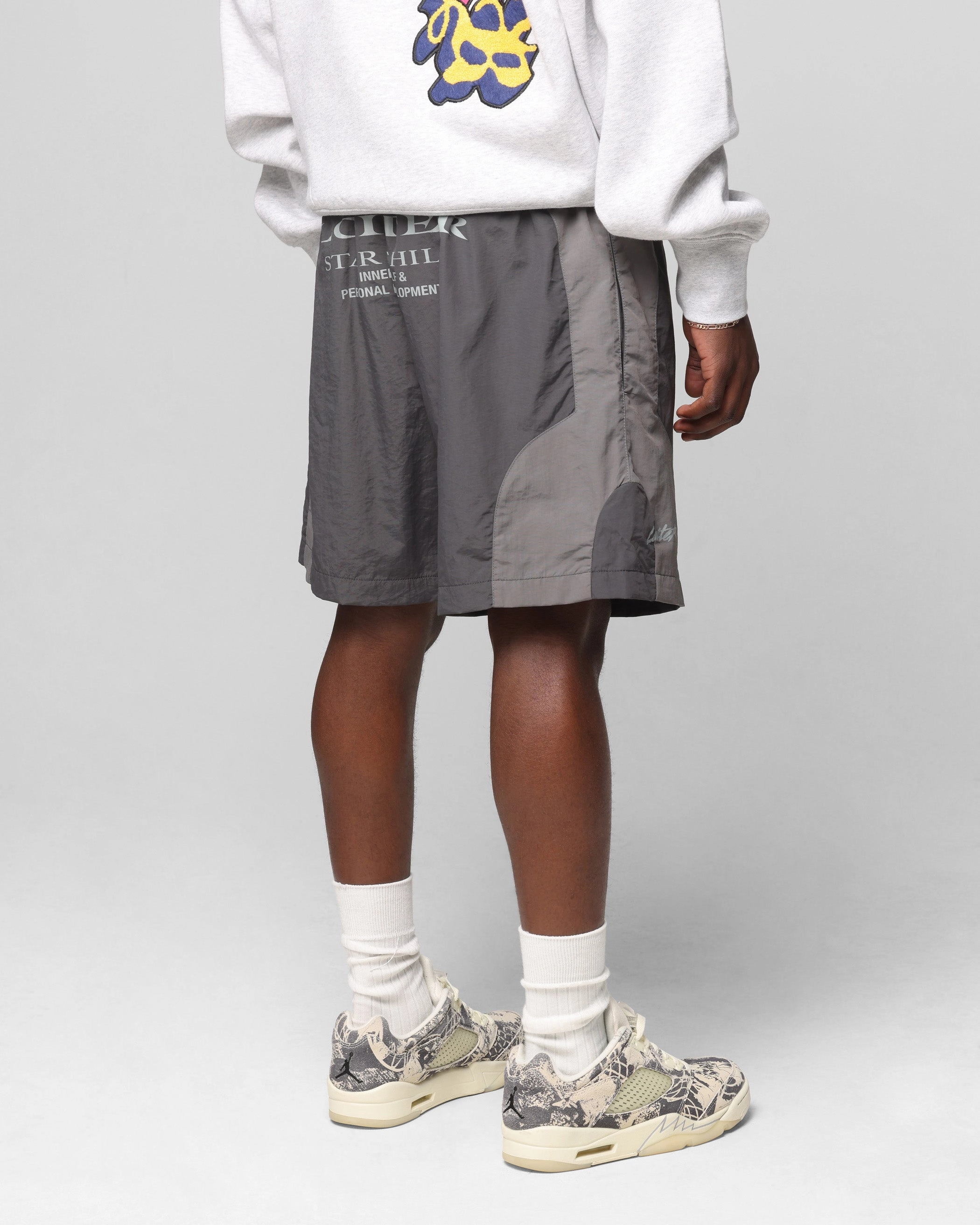 Unisex style Loiter Subculture Panel Shorts Charcoal