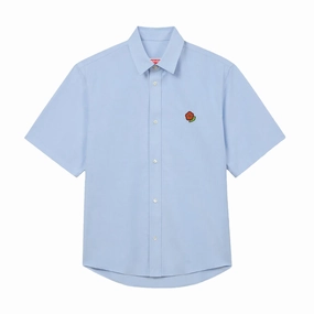Affordable Luxury Stretch Fit Technology Kenzo Pop Crest Short Sleeve Shirt 'Oxford 'Blue'