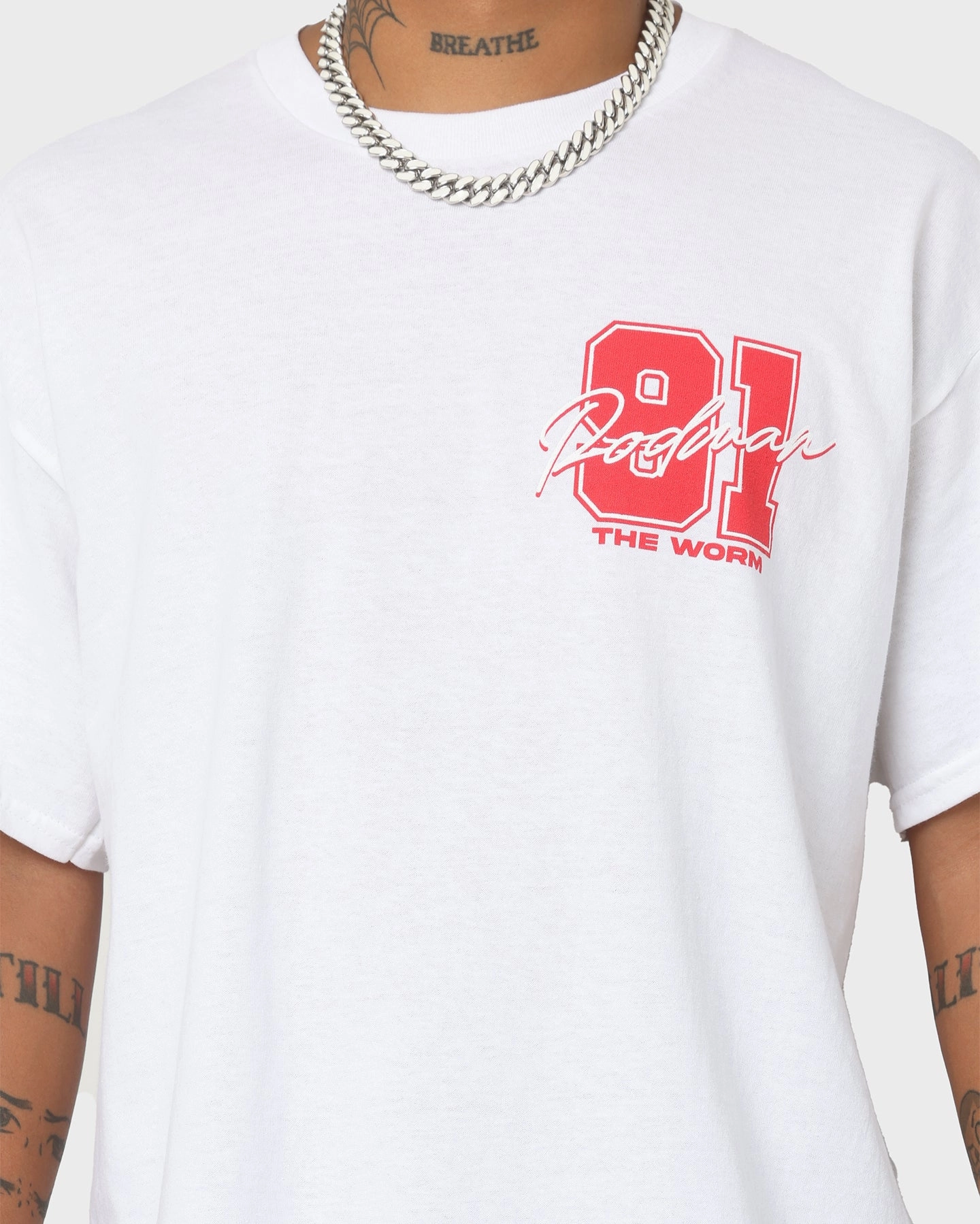 monochromatic Quick Drying Rodman Brand 91 Core T-Shirt White