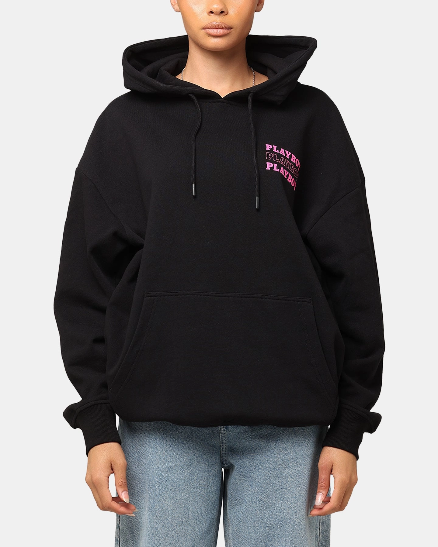 muted shades NonBulky Midweight Build Playboy Wavy Stack Hoodie Black
