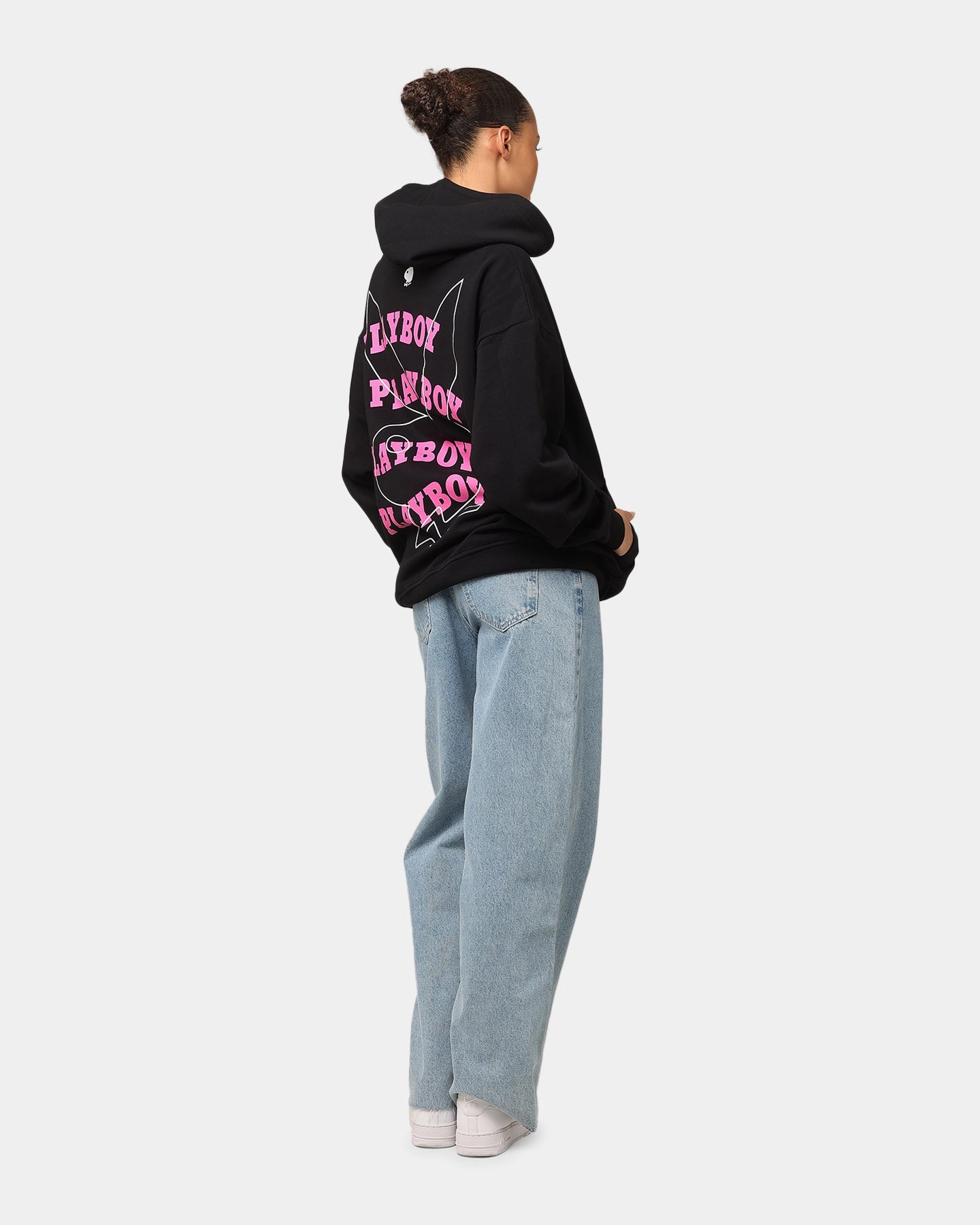Playboy Wavy Stack Hoodie Black Lightweight Design