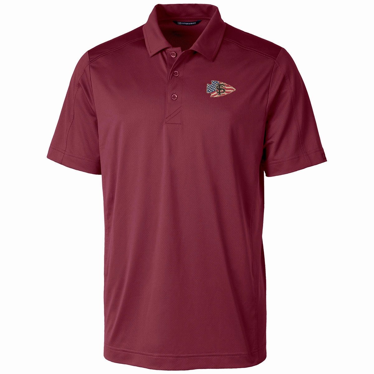 Eco-Friendly Fabric Cutter & Buck Men's Veteran's Alliance Arrowhead Logo Drytec Polo - Garnet