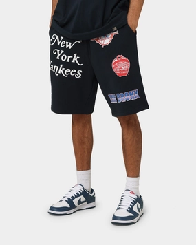 Anti Snag Fabric watch Majestic Athletic New York Yankees Puff Print Patch Fleece Shorts True Navy