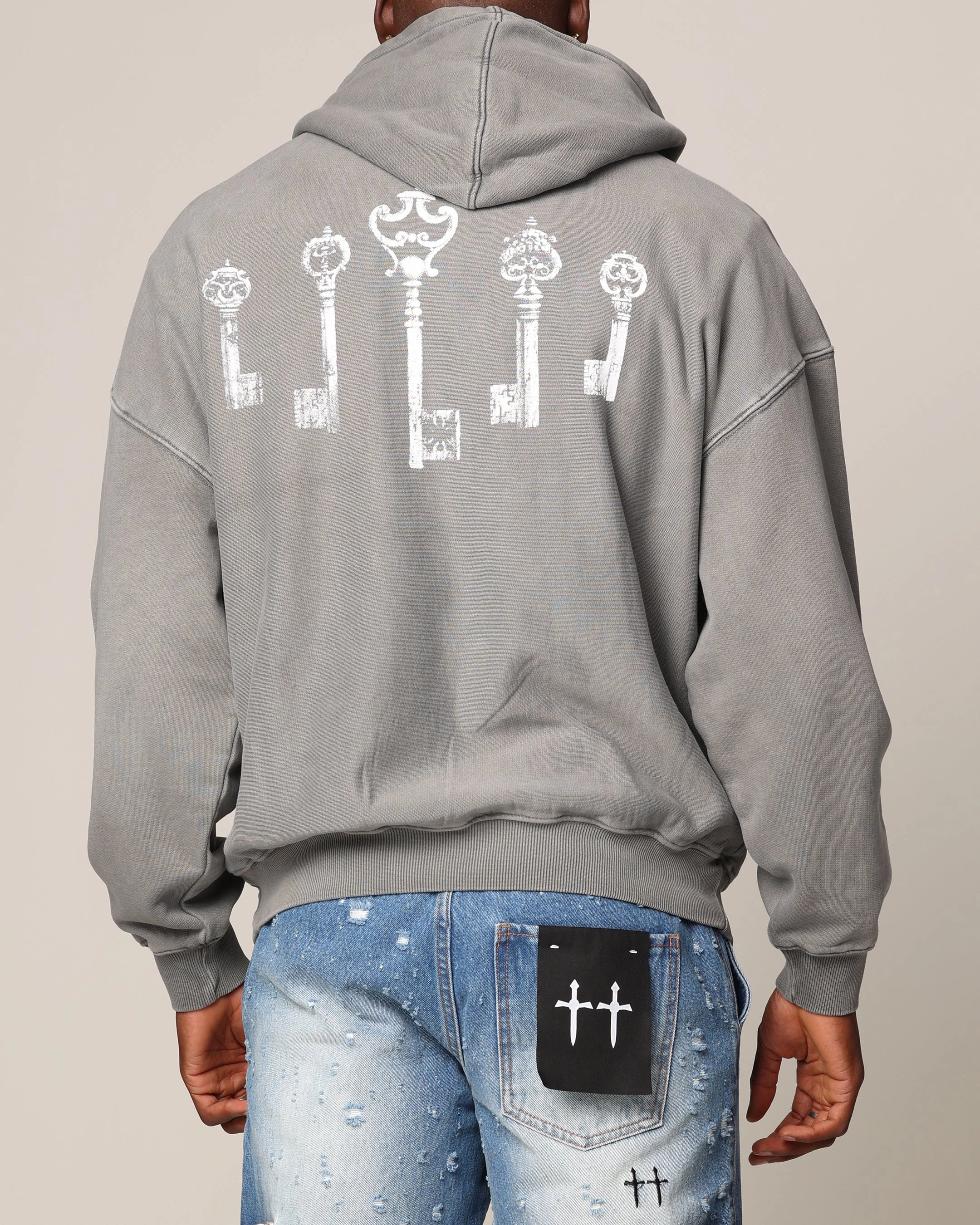Keychain Saint Morta Skeleton Key Hoodie Washed Charcoal