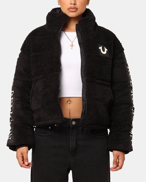 Packable Style True Religion Women's Panelled Puffer Jacket Jet Black