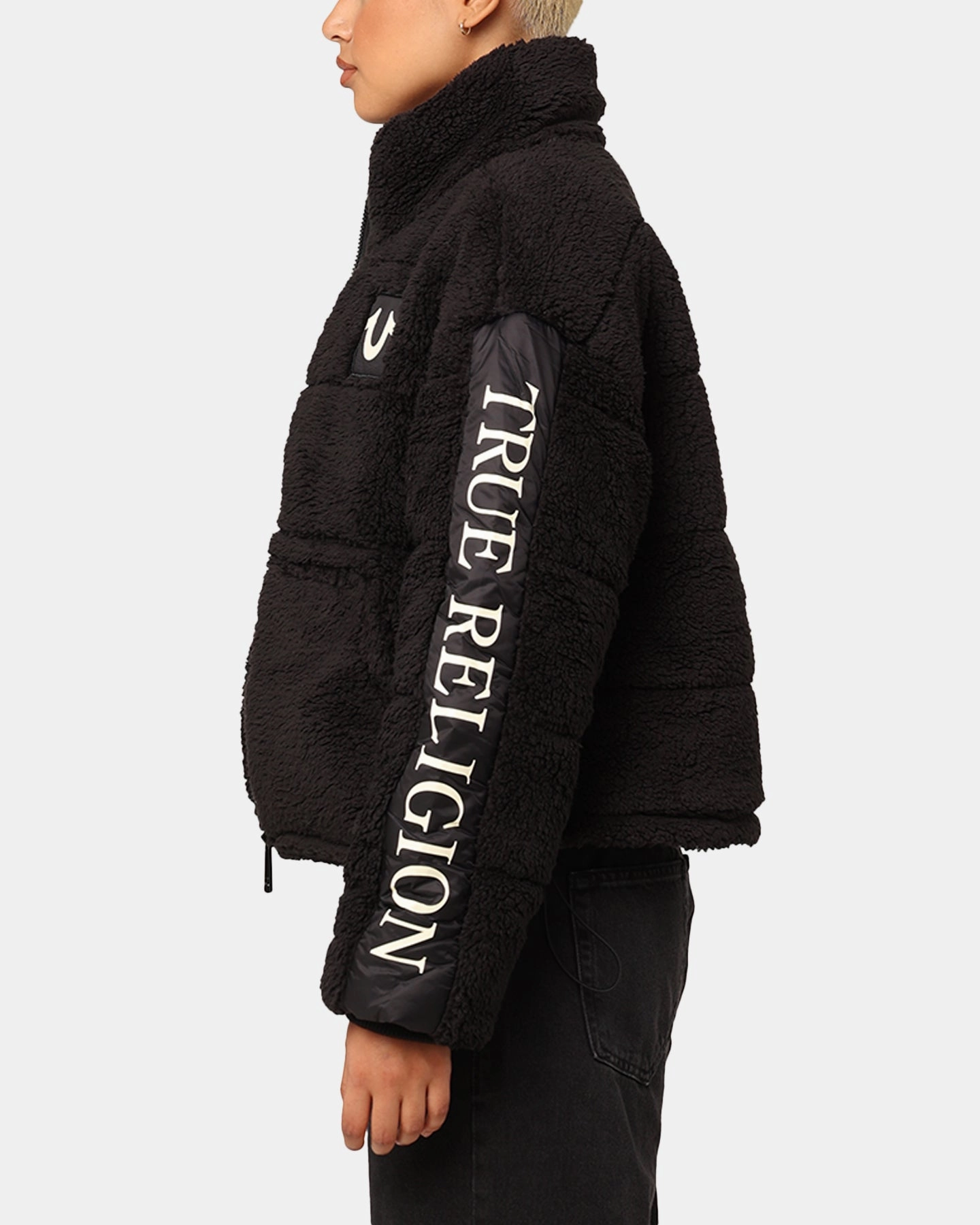 Temperature Balancing Layer True Religion Women's Panelled Puffer Jacket Jet Black