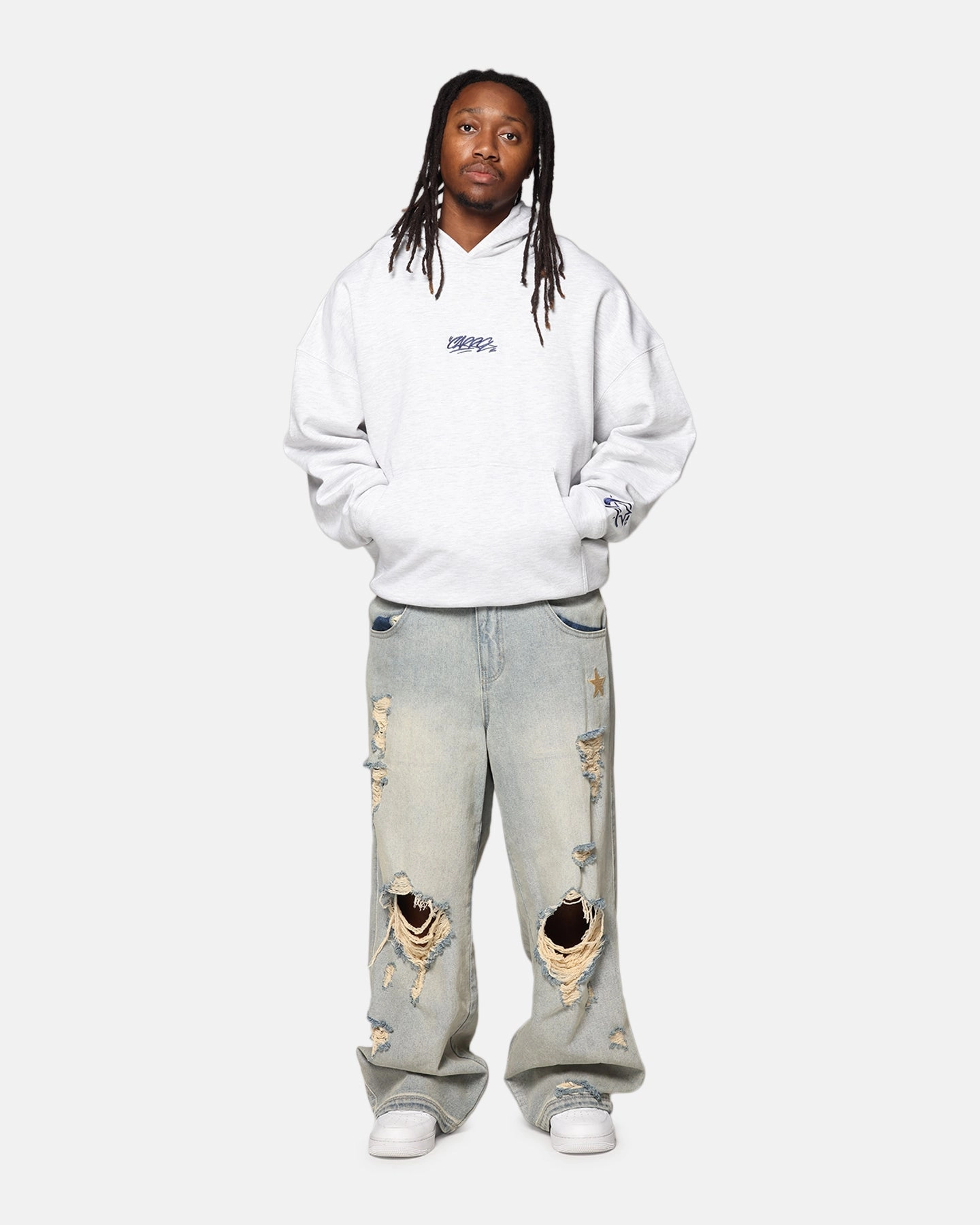 Carre Graffiti Logo Hoodie Grey Marle Breathable mesh lining