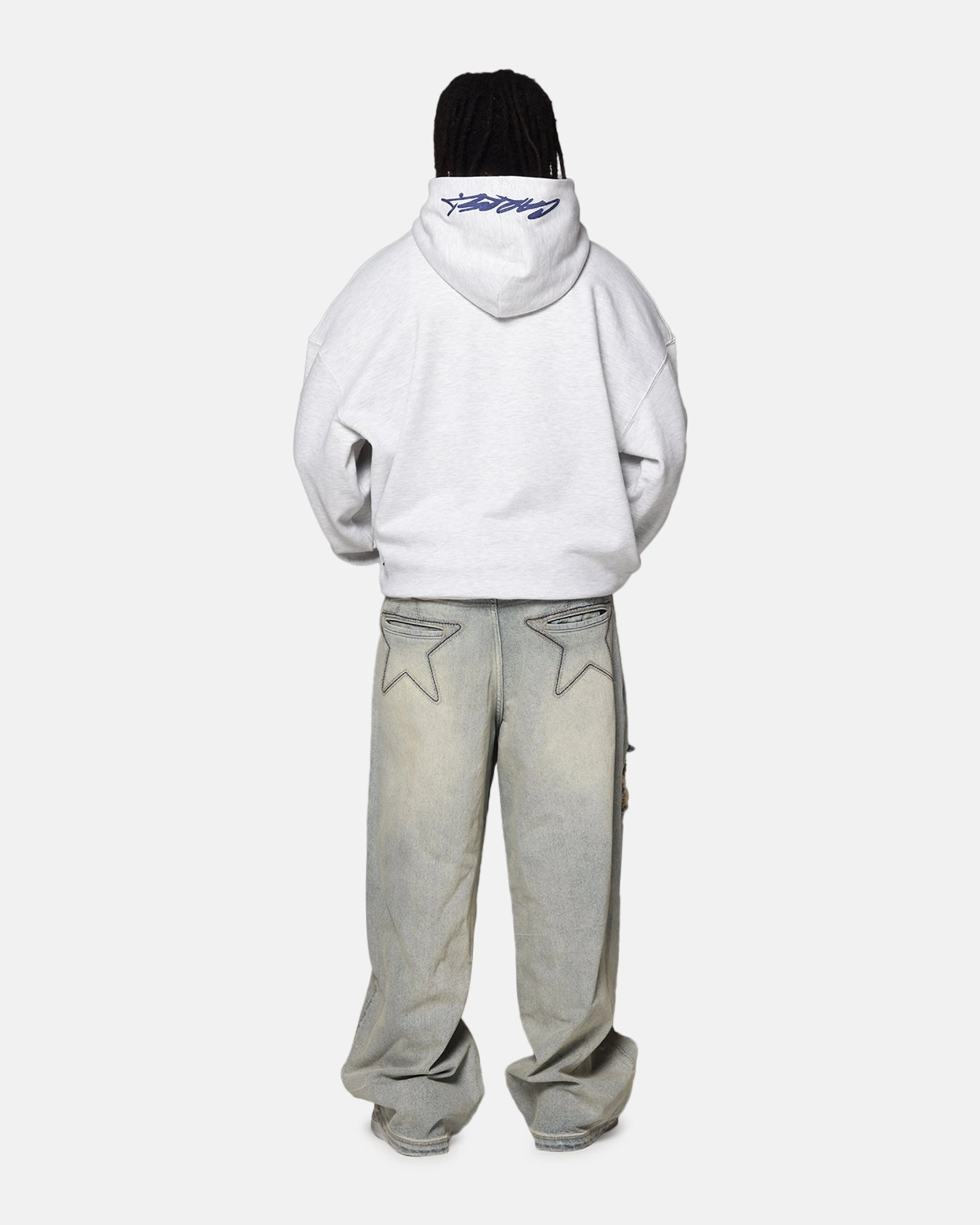 Carre Graffiti Logo Hoodie Grey Marle Toothbrush Stand Collar