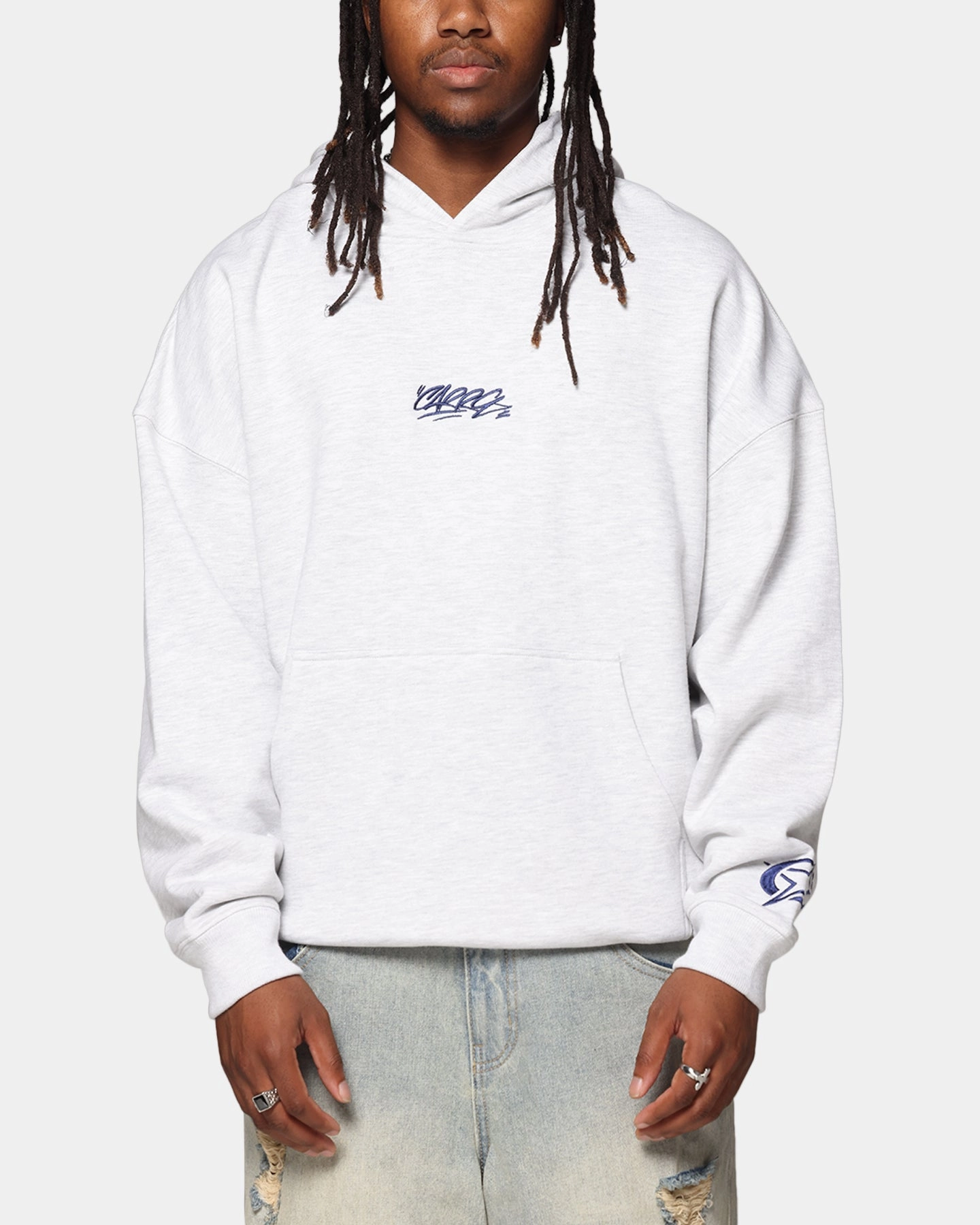 Non Irritating Seams Instance Carre Graffiti Logo Hoodie Grey Marle