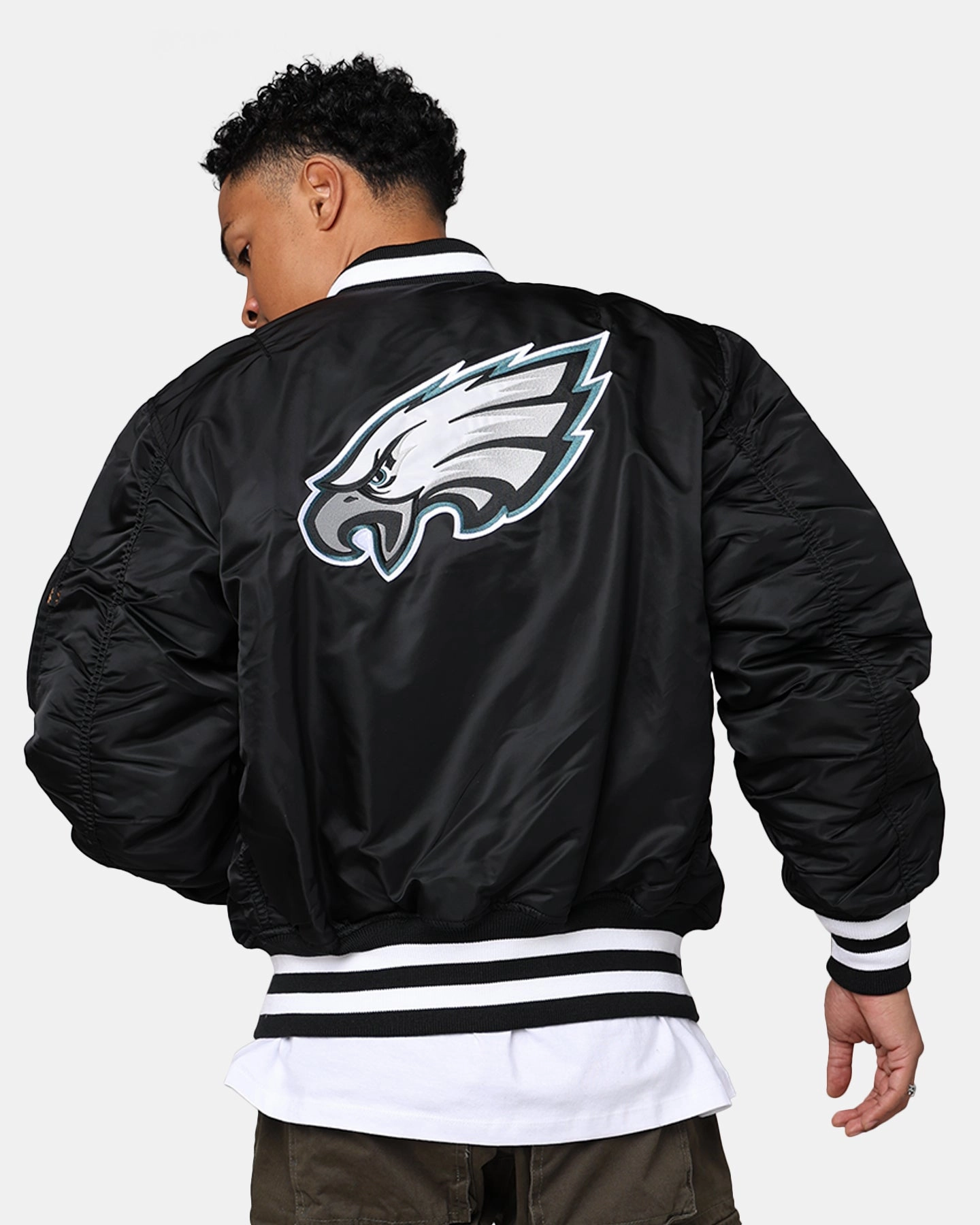 Zippered Vents Work Layer New Era X Alpha Series X NFL Philadelphia Eagles MA-1 Bomber Jacket Black
