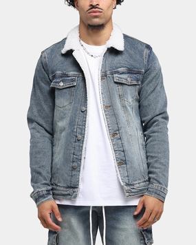 Motivate Waterproof Outer Layer Saint Morta Sherpa Denim Jacket Dirty Denim