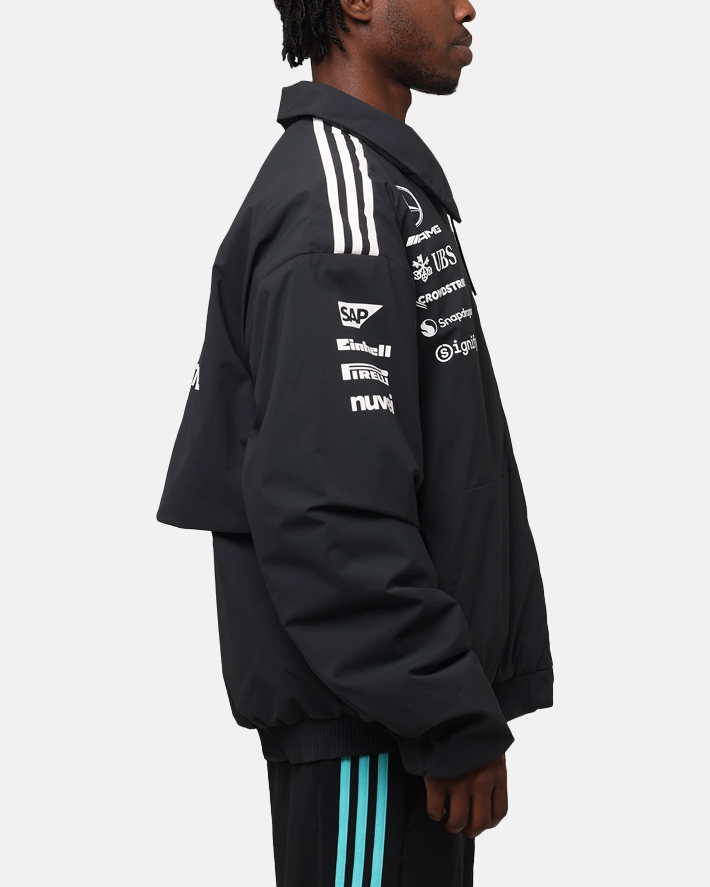 adidas x Mercedes-AMG PETRONAS Formula One F1 2025 Team Jacket Black/White FleeceBacking Softshell Technology