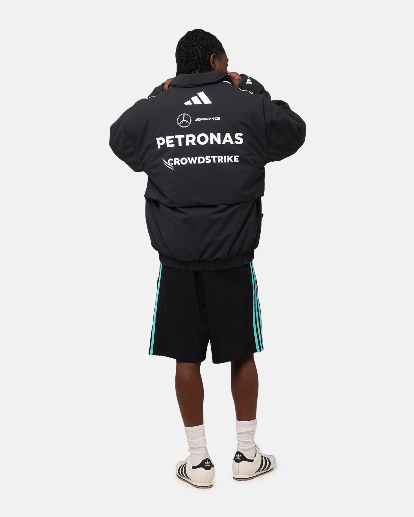 adidas x Mercedes-AMG PETRONAS Formula One F1 2025 Team Jacket Black/White Minimalist Discuss