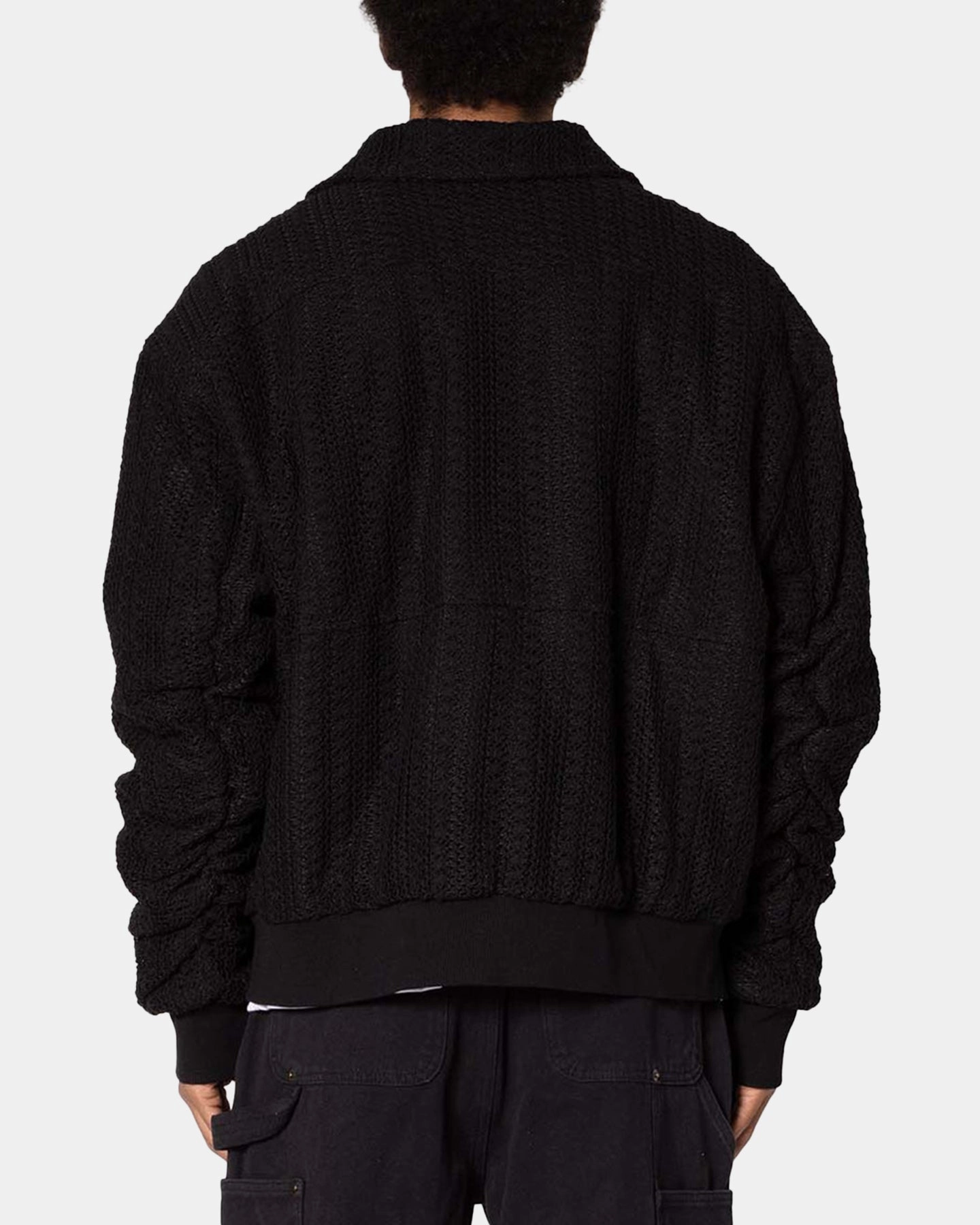 MNML Crochet Bomber Jacket Black Mousse