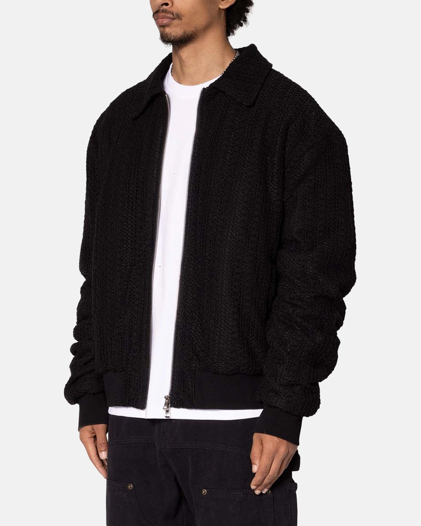 MNML Crochet Bomber Jacket Black Street Cool