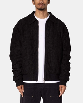 MNML Crochet Bomber Jacket Black Soft Touch Interior