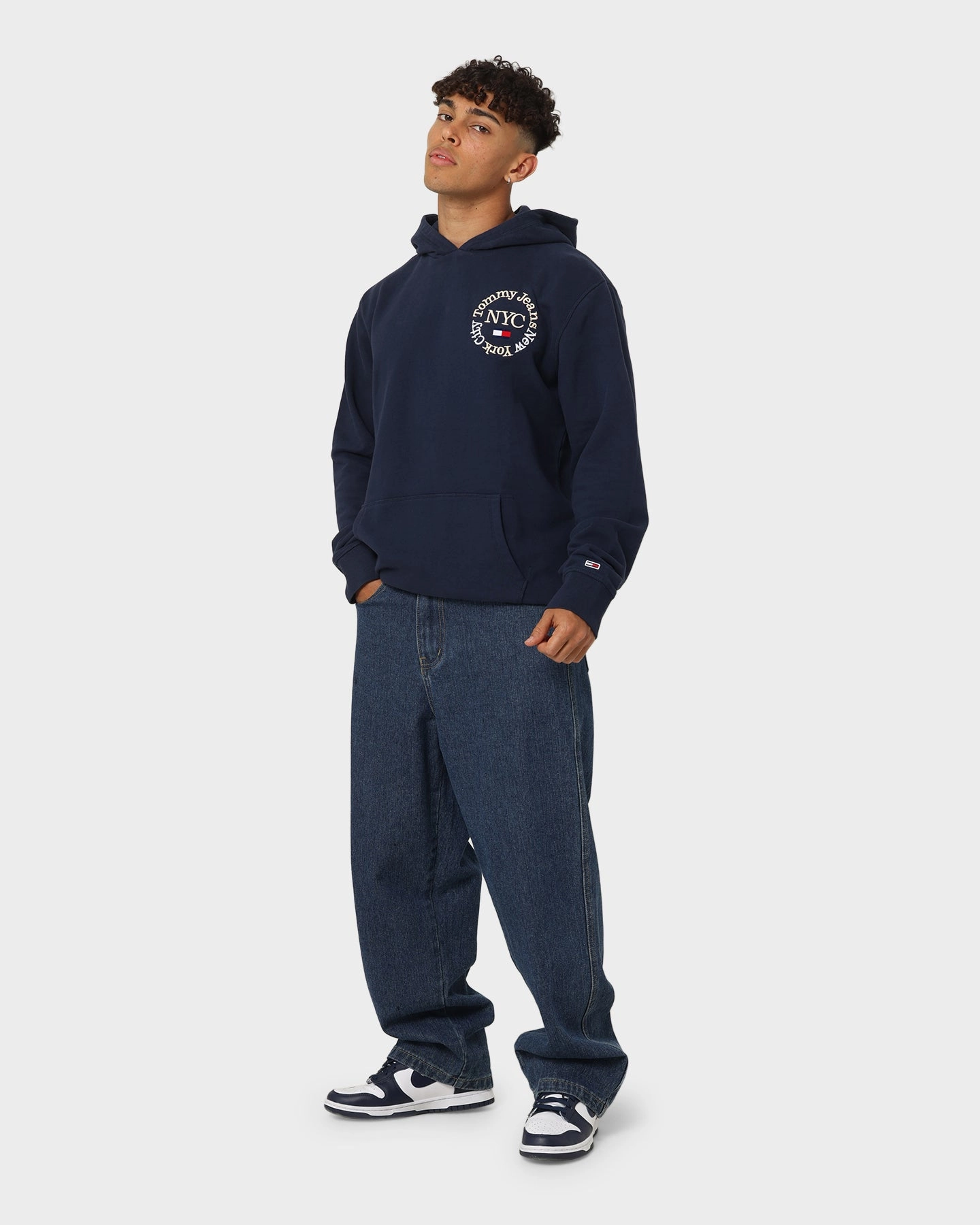 Tommy Jeans TJM Timeless Circle Hoodie Twilight Navy Personalized Secure Storage Compartments