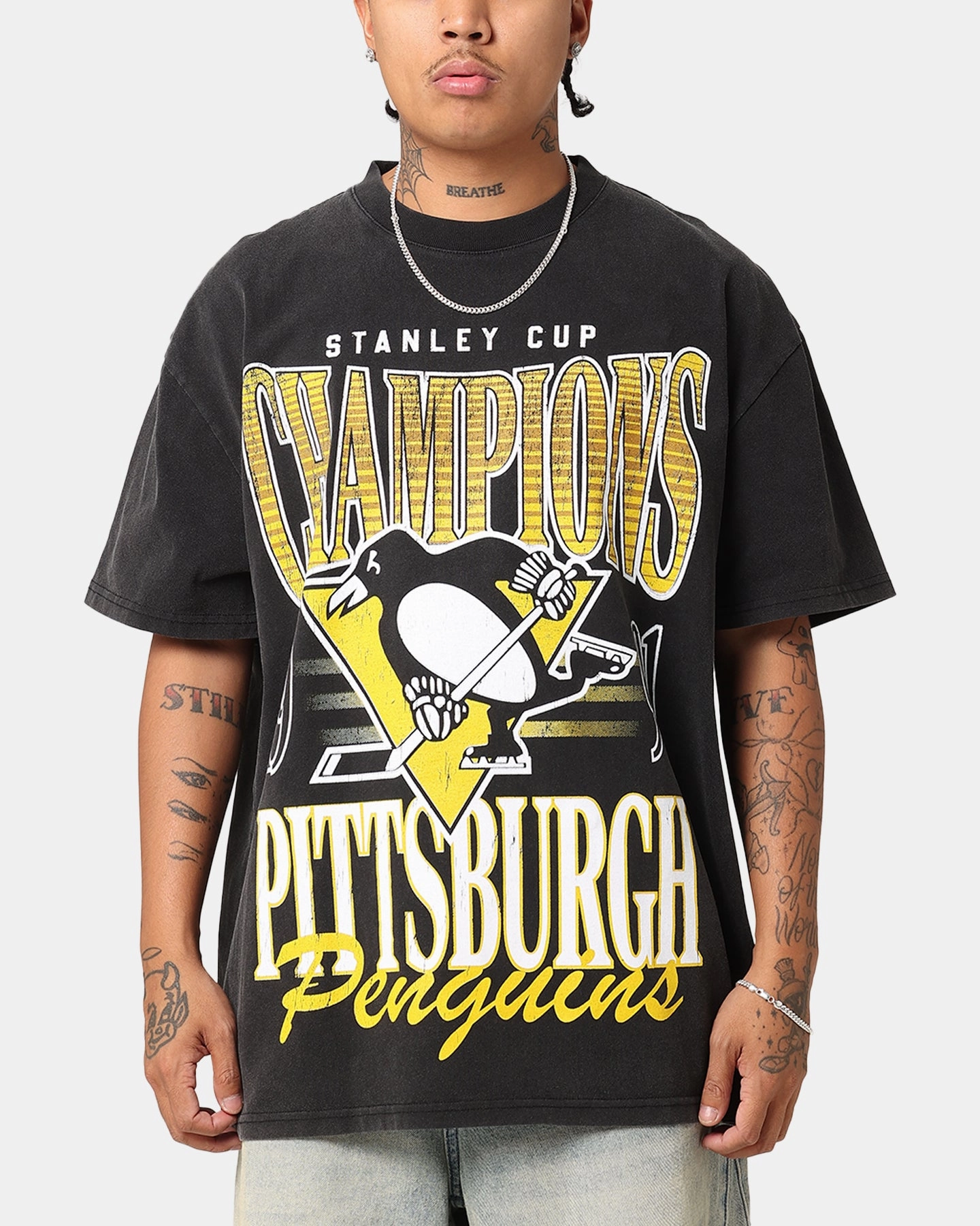 Summer Favorite Easy and Relaxed Culture Kings Pittsburgh Penguins 1991 Champ Heavy T-Shirt Vintage Black