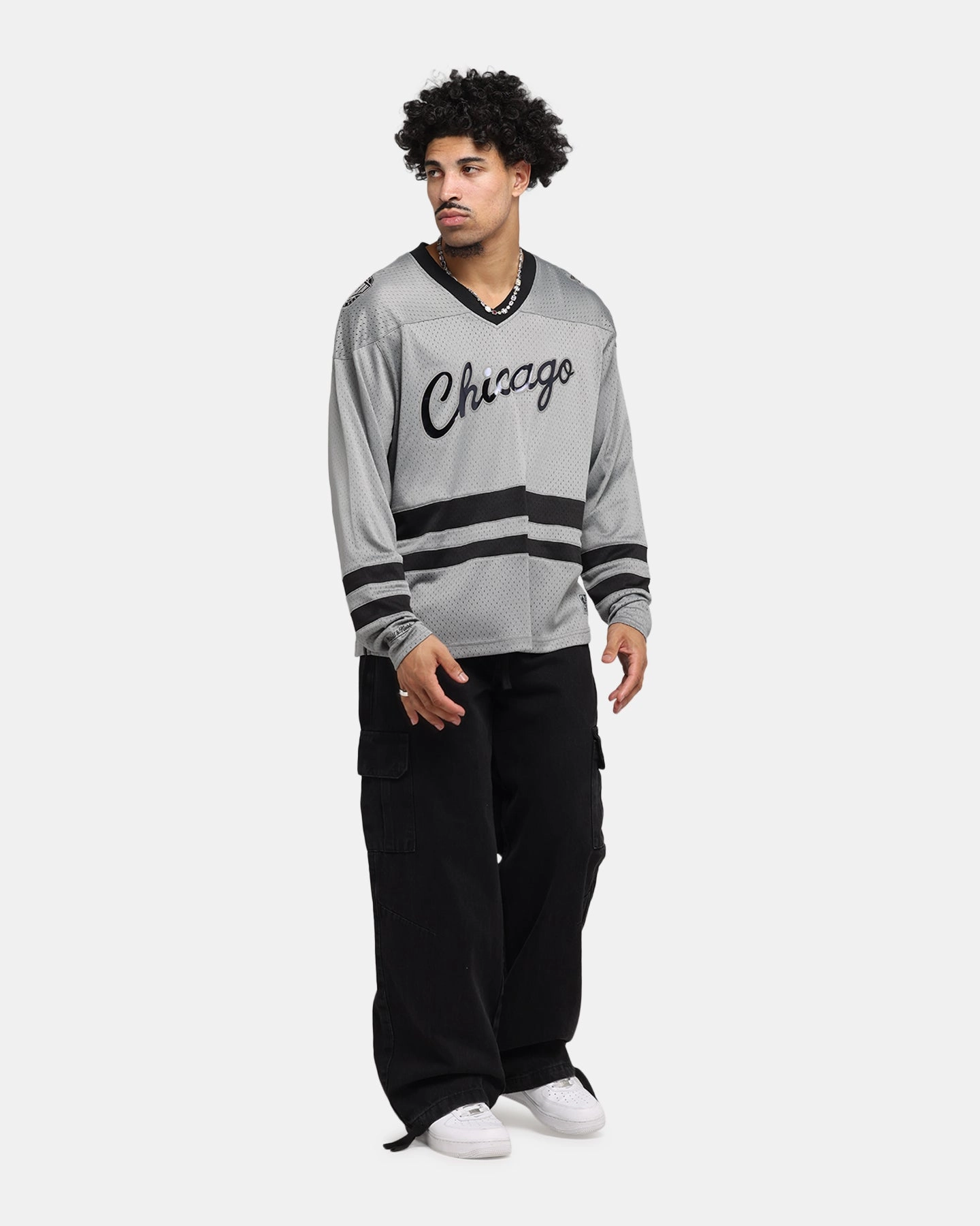 Mitchell & Ness Chicago Bulls Chrome Jersey Gunmetal Grey All-day Performance Stretchable Armholes