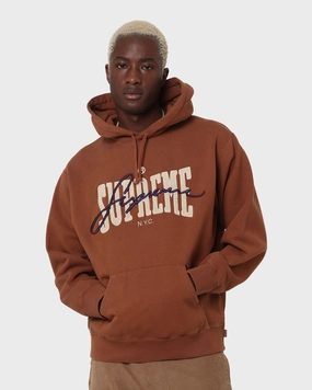 Supreme Embroidered Chenille Hoodie Brown Street Chic Wind Control