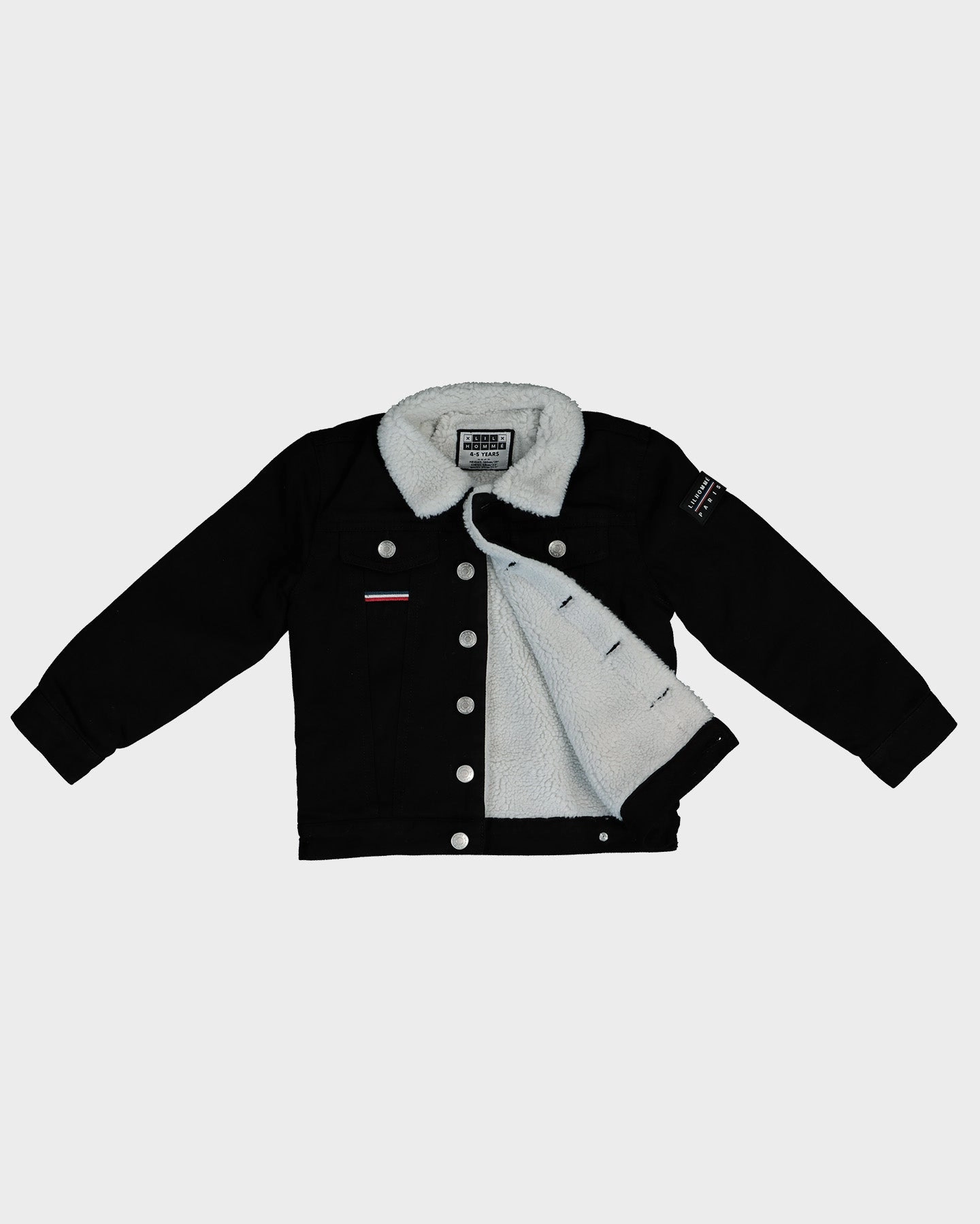 Seamless Seams Lil Homm?? Kids Sceap Denim Sherpa Jacket Black