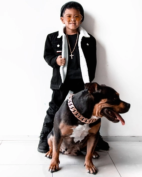 Lil Homm?? Kids Sceap Denim Sherpa Jacket Black Bandana EcoFriendlyMaterial