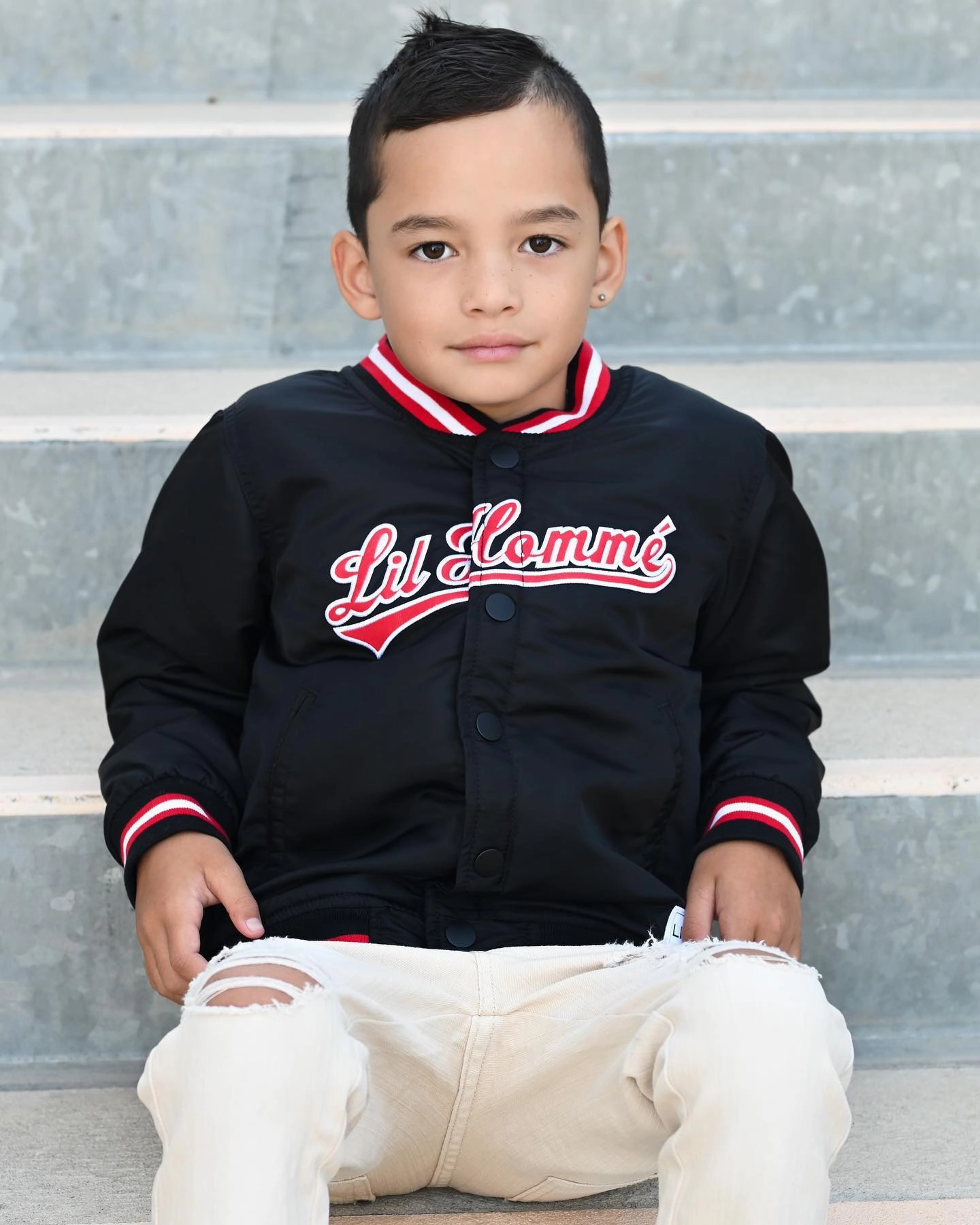 Water Repellent Finish Lil Homme Kids' PDB Varsity Jacket Black