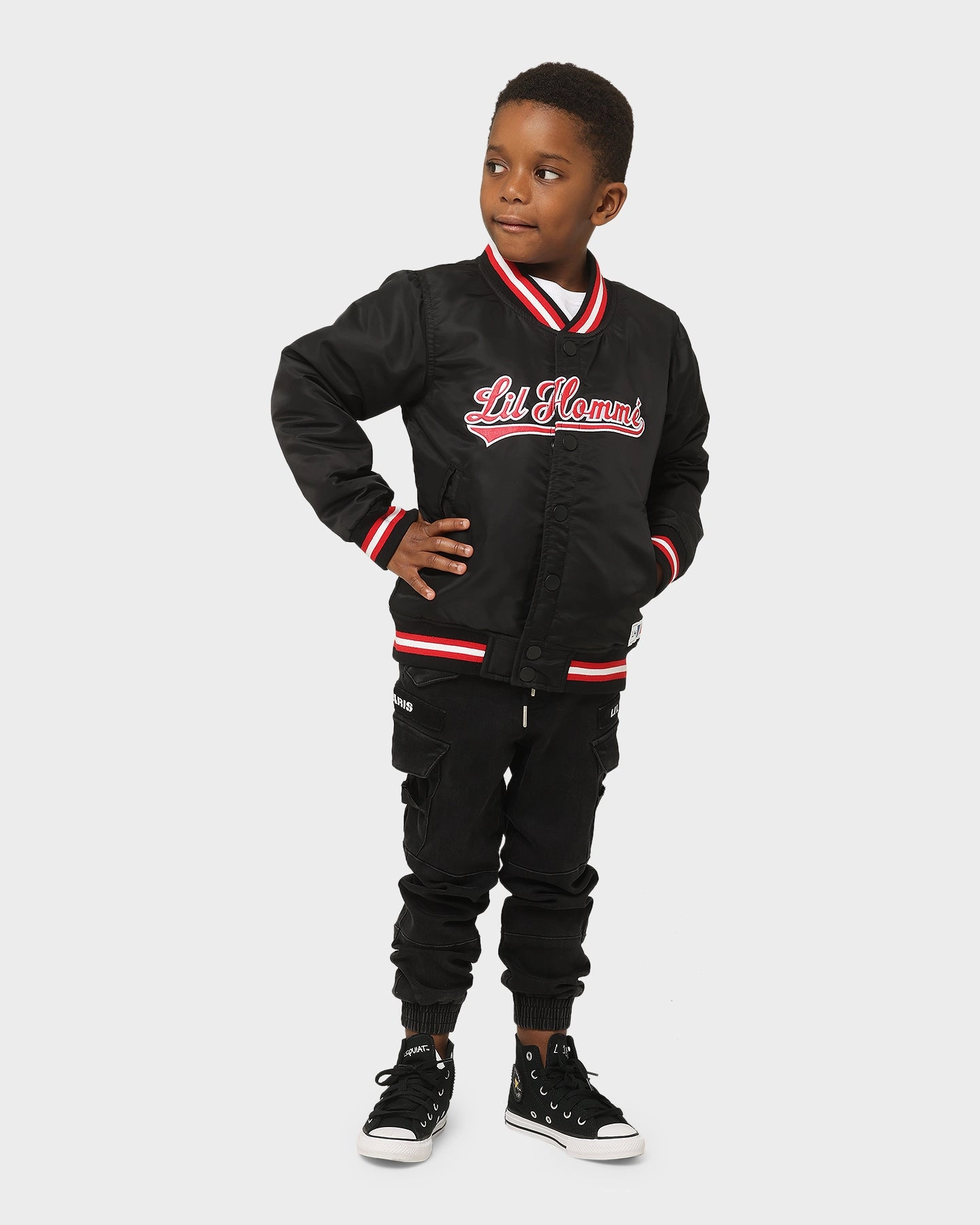 Finance Non Restrictive Cut Lil Homme Kids' PDB Varsity Jacket Black