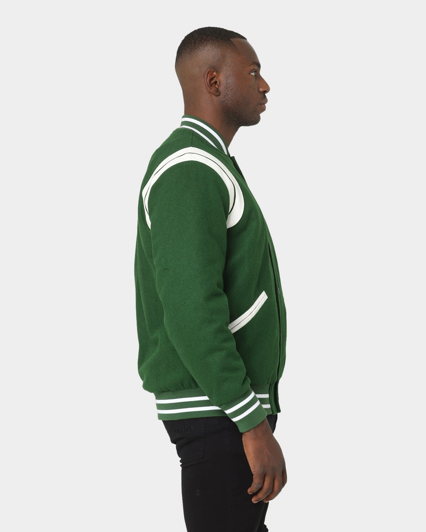 Saint Morta Alpha Varsity Jacket Green/White Reflective Piping