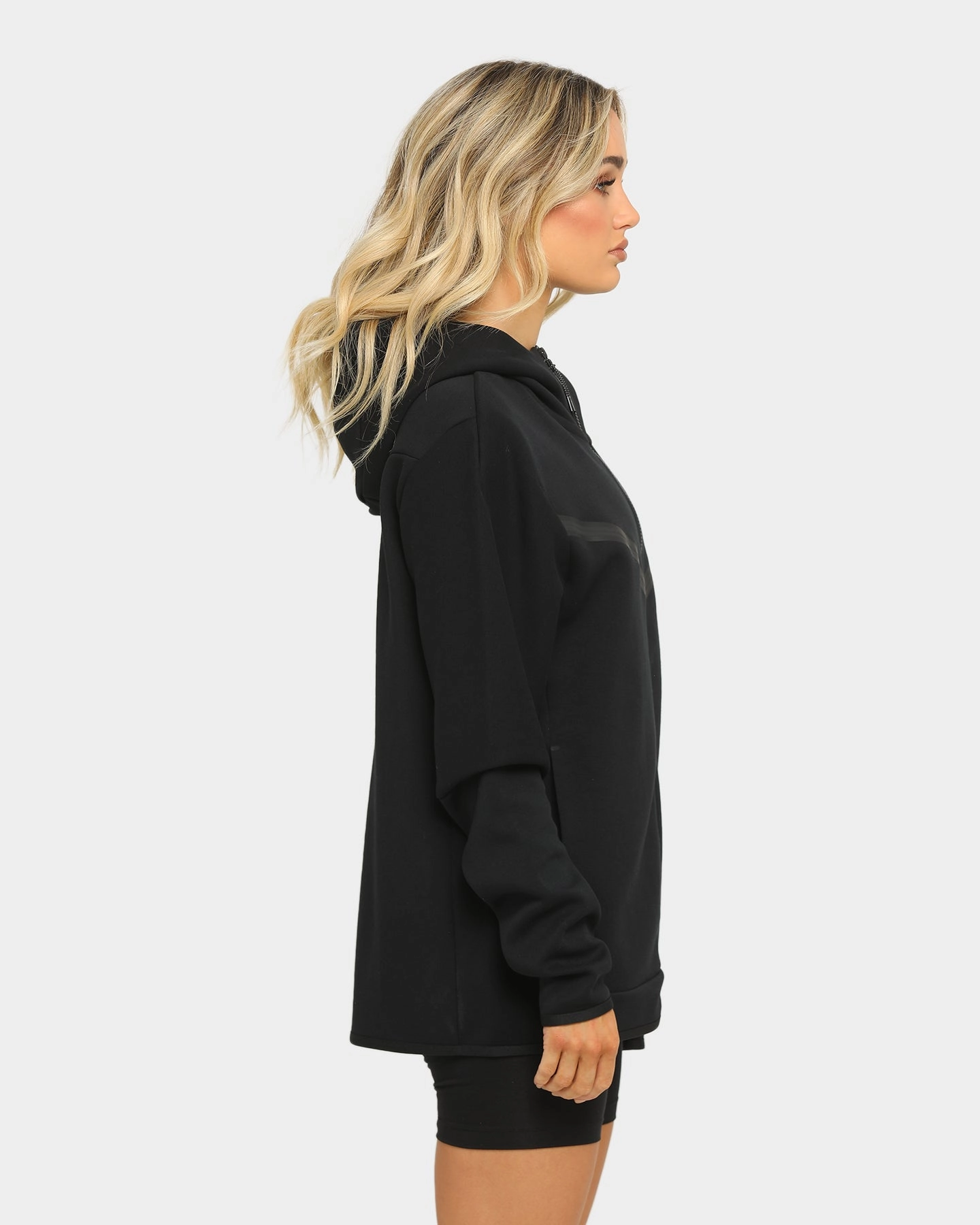 Nike NSW Tech Fleece Hoodie Full Zip Black/Black Treasure Moisture Wicking Liner