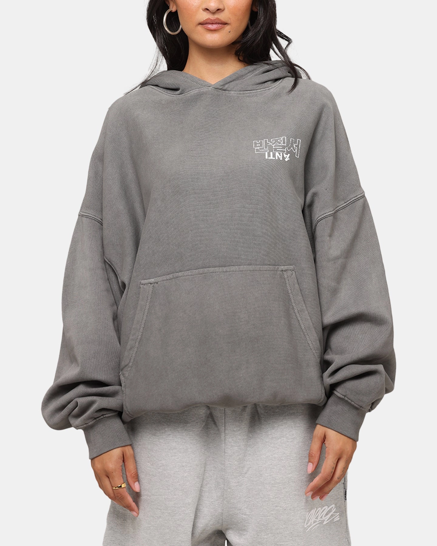 The Anti Order Agma Boxy Hoodie Washed Charcoal Flexible Seams