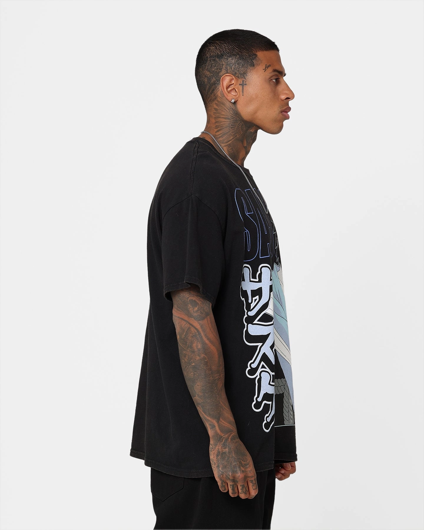 Goat Crew X Naruto Sasuke Vintage T-Shirt Black Wash Layered Style