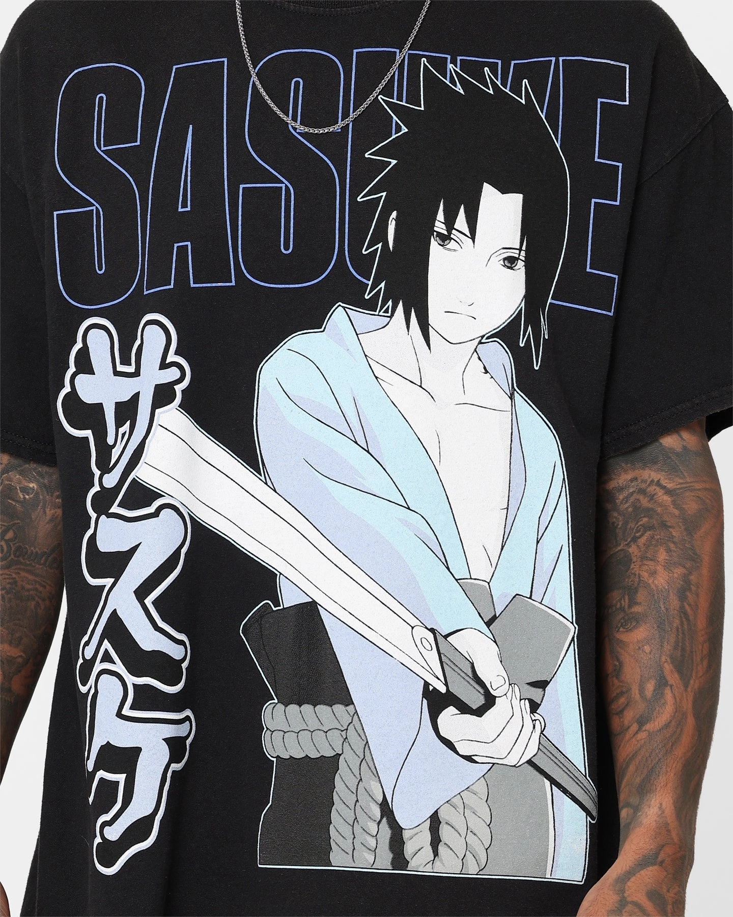 Perfect Comfort Wear Goat Crew X Naruto Sasuke Vintage T-Shirt Black Wash