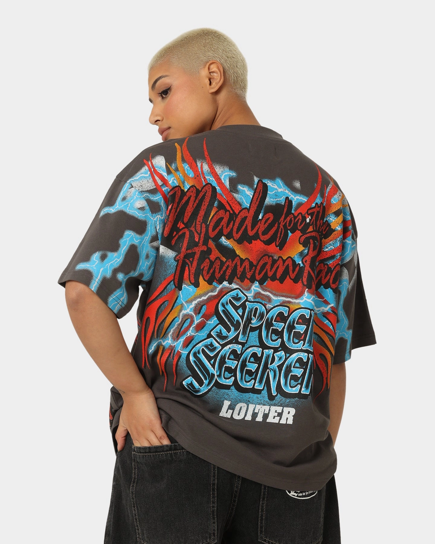 Loiter Speed Seeker Vintage T-Shirt Charcoal Bright Color Workout Gear