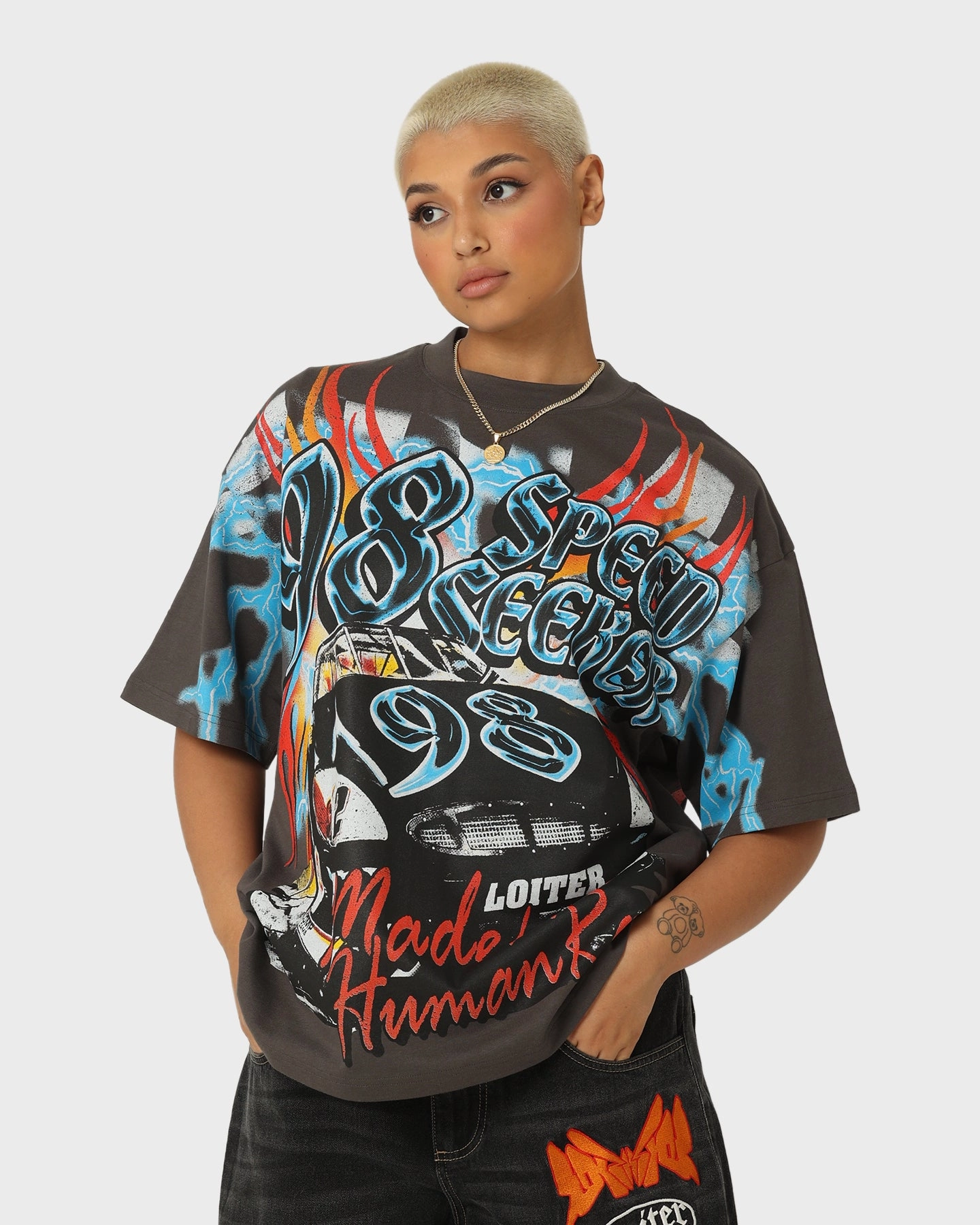 Loiter Speed Seeker Vintage T-Shirt Charcoal Active Layering Perfect for Travel